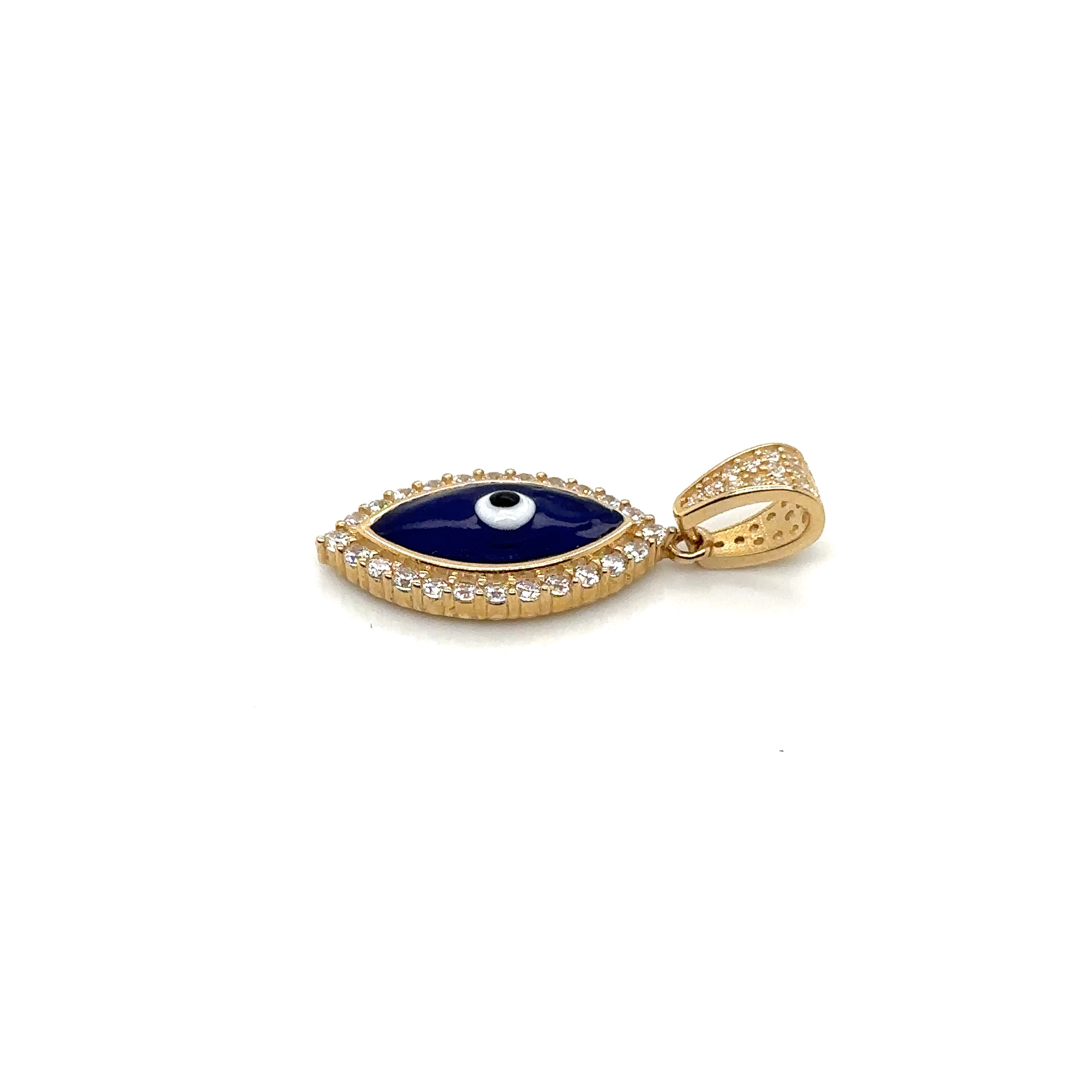 14K Real Gold Evil Eye Pendant image 1
