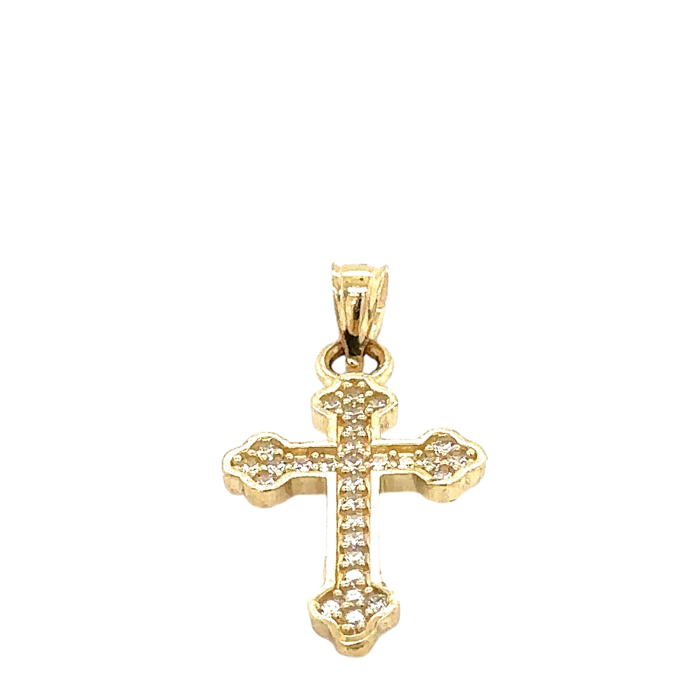 14K Solid Gold Cross Pendant - Gold Crucifix Charm - Unisex Crucifix Charm - Ele image 2