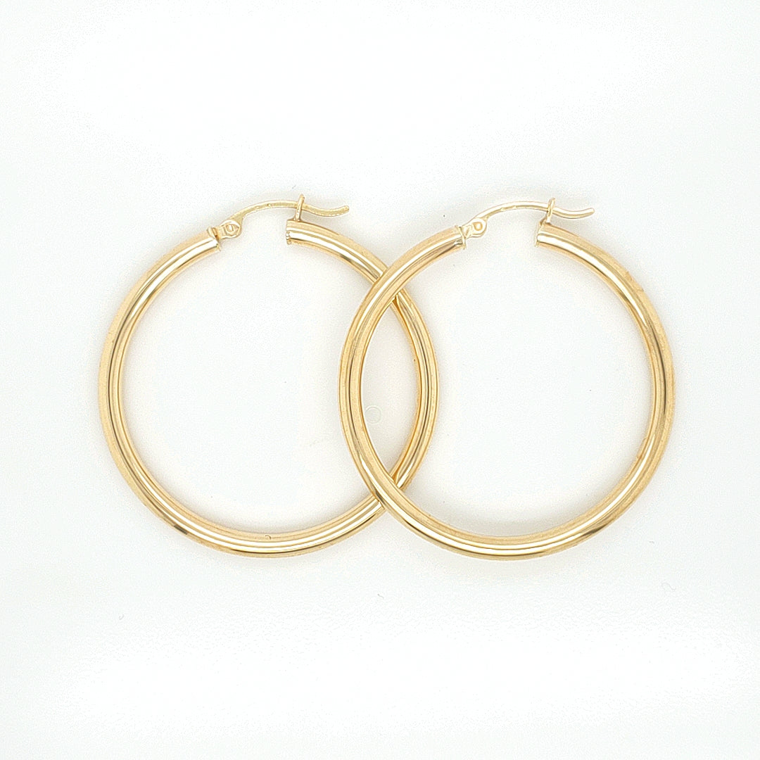 Plain Hoop Earring Real 10K & 14K Yellow Gold image 1