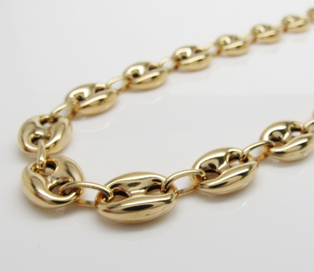 Puffed Mariner Anchor Link Chain Real 14K Yellow Gold-Hollow image 2