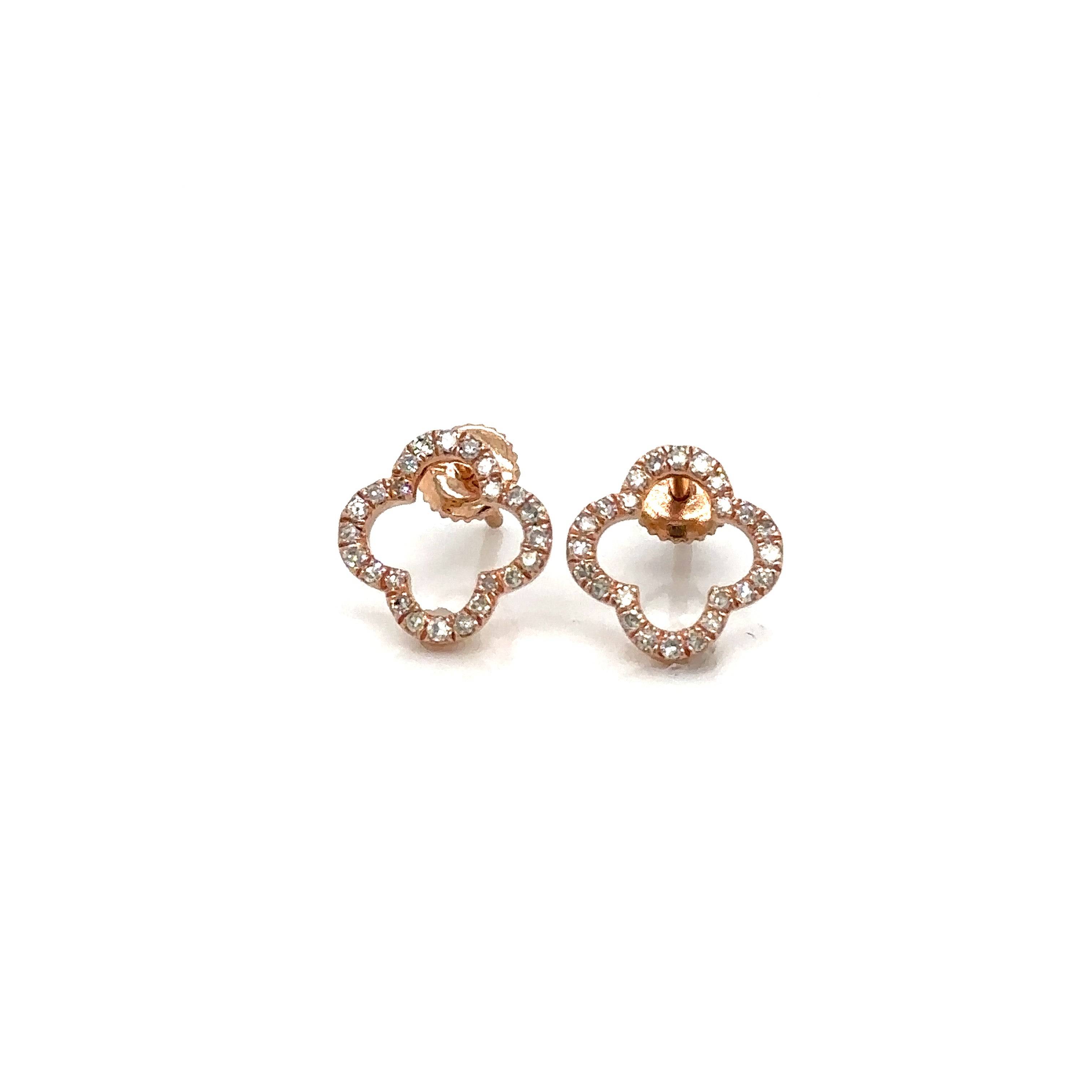 14k Gold 0,26Ct  Diamond Earrings, Real Diamond Earrings, 14K Solid Gold Floral image 0