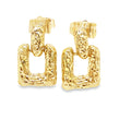 Gold-Plated Textured Square Drop Earrings image 0
