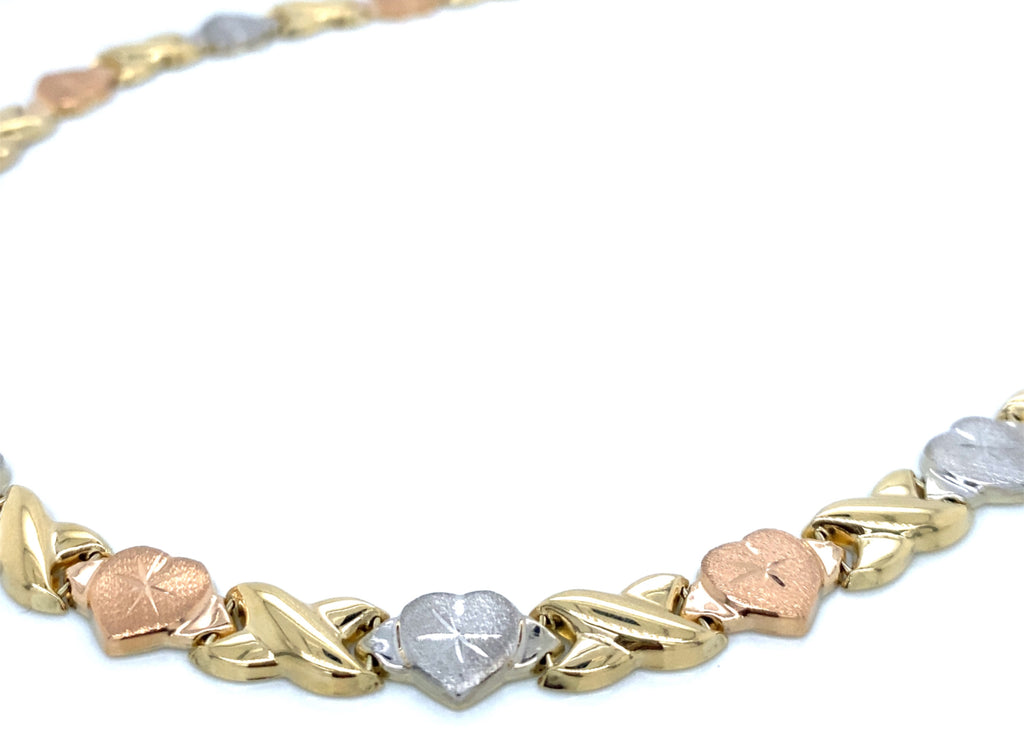 XO Hugs and Kisses Necklace Tri-Color in Real 14K Gold image 2