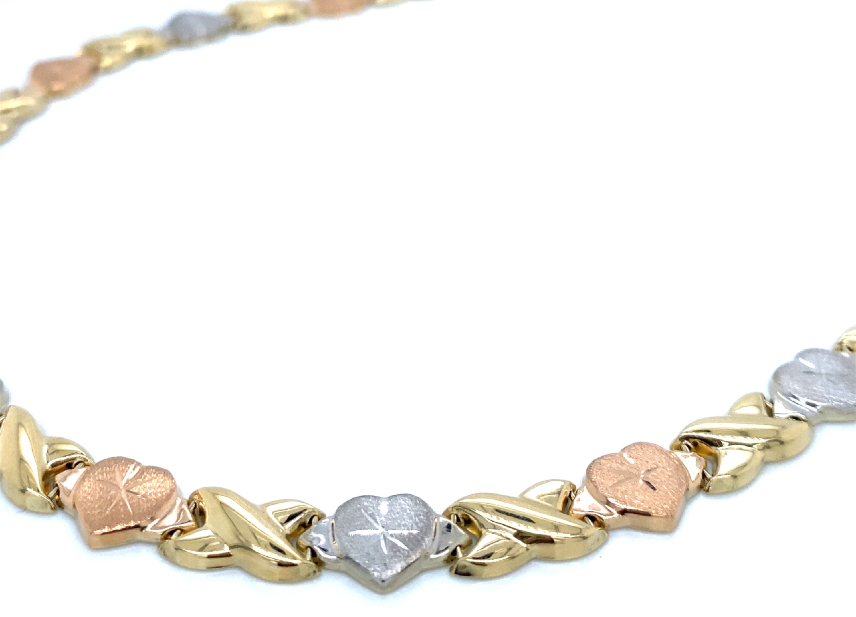 XO Hugs and Kisses Necklace Tri-Color in Real 14K Gold image 2