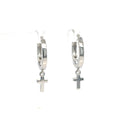 Sterling Silver Cross Hoop Earring-Dainty Huggie Design image 0