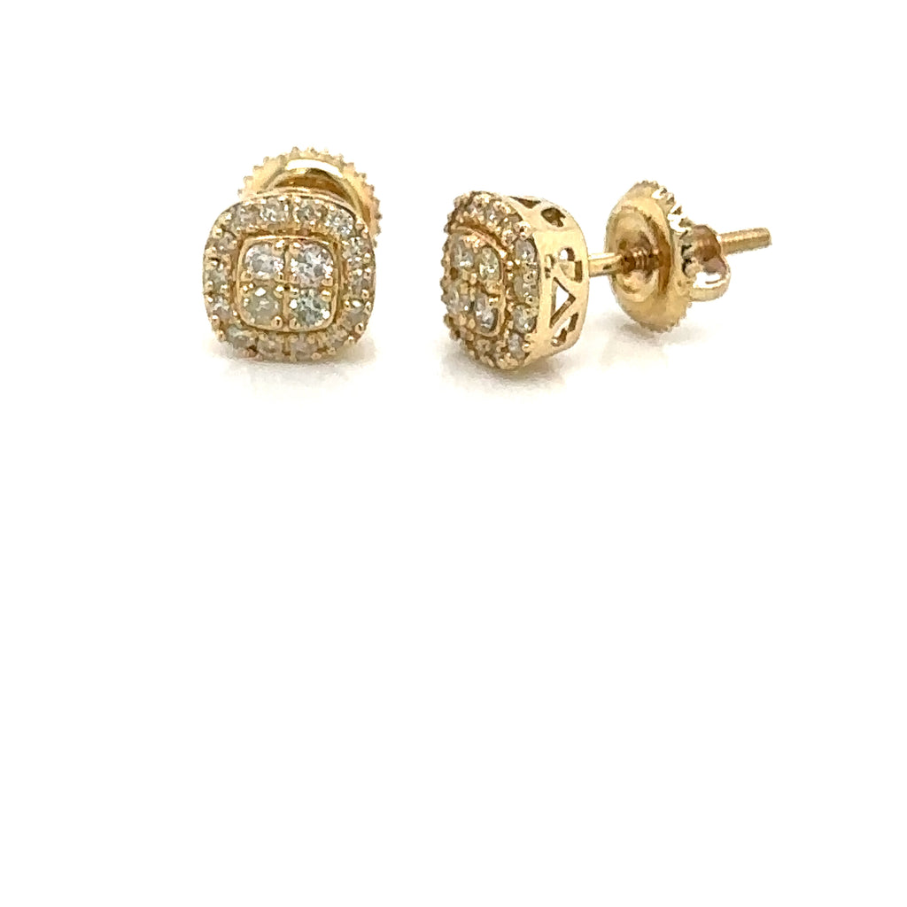 14k Gold 0,45Ct Diamond Earring,Real Diamond Earrings,14K Solid Gold Square Stud image 1