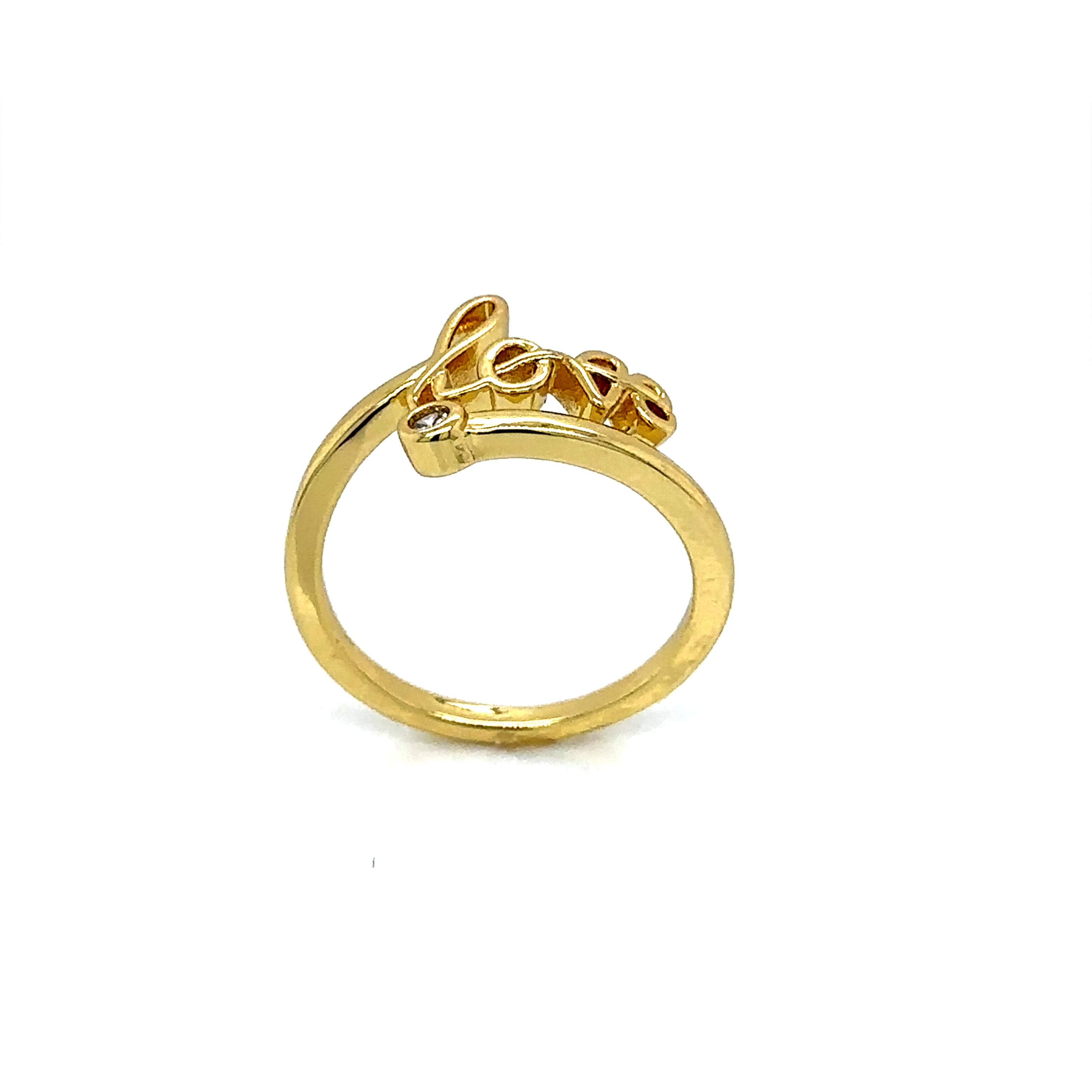 Gold-Plated "Love" Script Ring with Crystal Accent image 1
