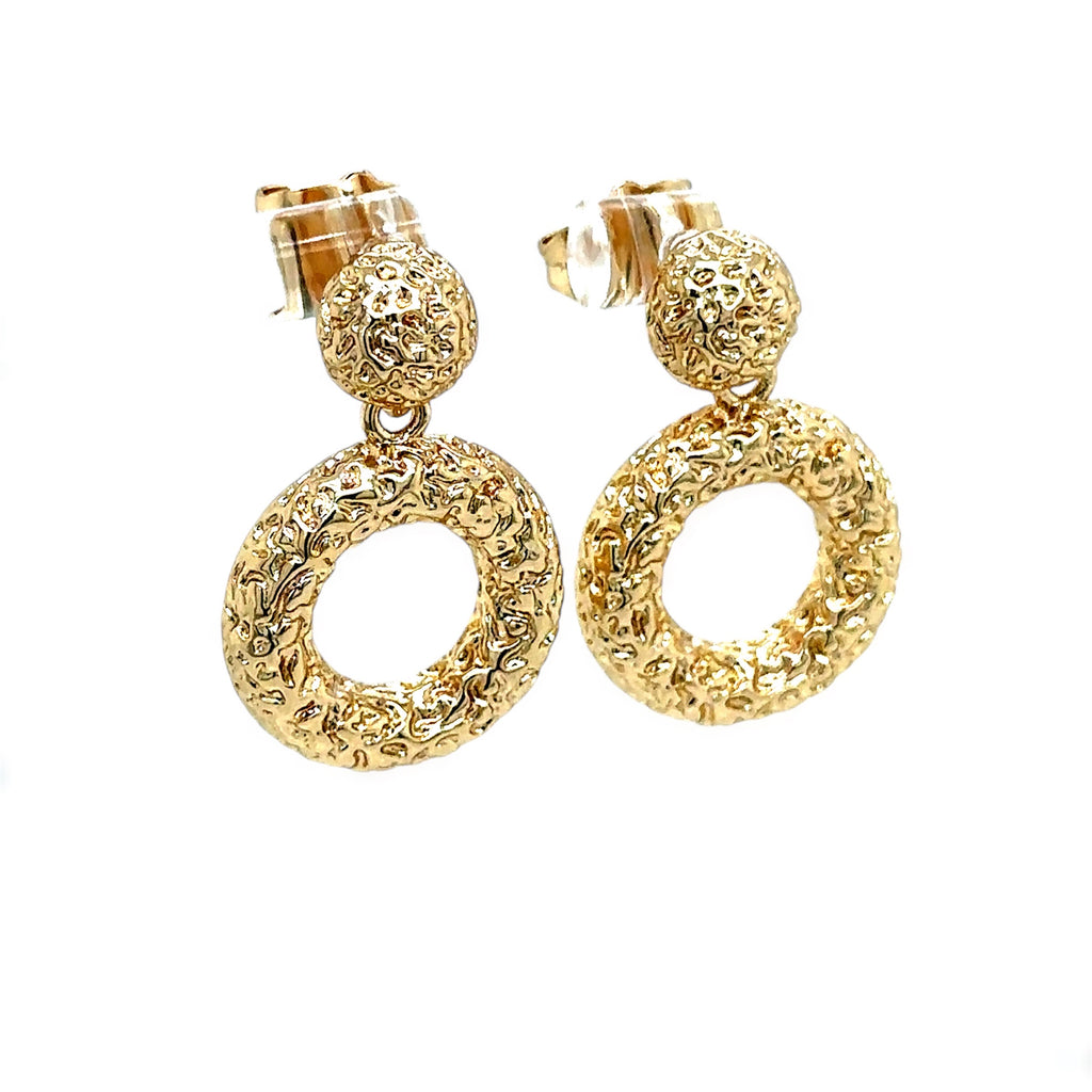 Textured Gold-Plated Drop Earrings  Make a bold statement with these unique text image 0