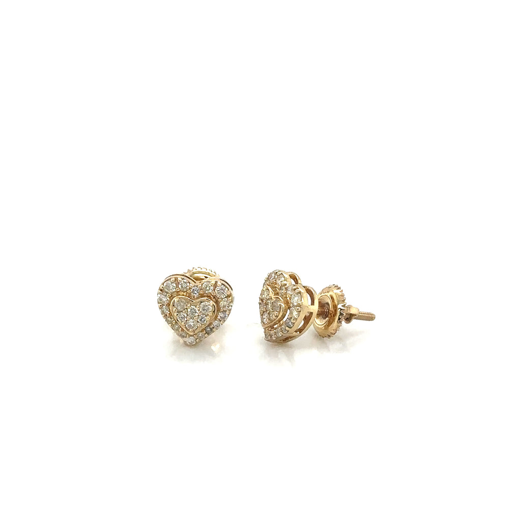 14k Gold 0,50Ct Diamond Earrings, Real Diamond Earrings, 14K Solid Gold Heart Ea image 2