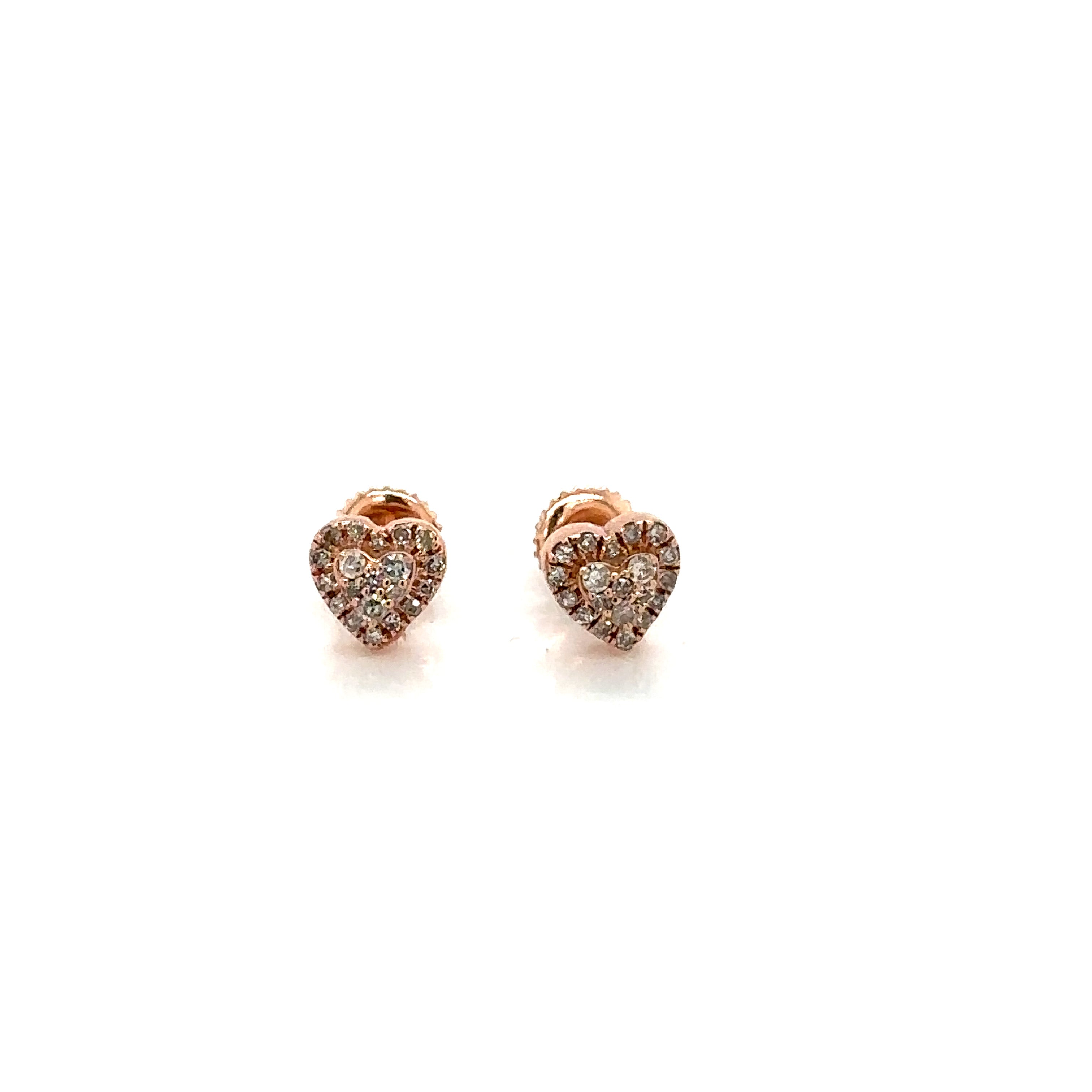 14k Gold 0,18Ct Diamond Earrings, Real Diamond Earrings,14K Solid Gold Heart Ear image 0