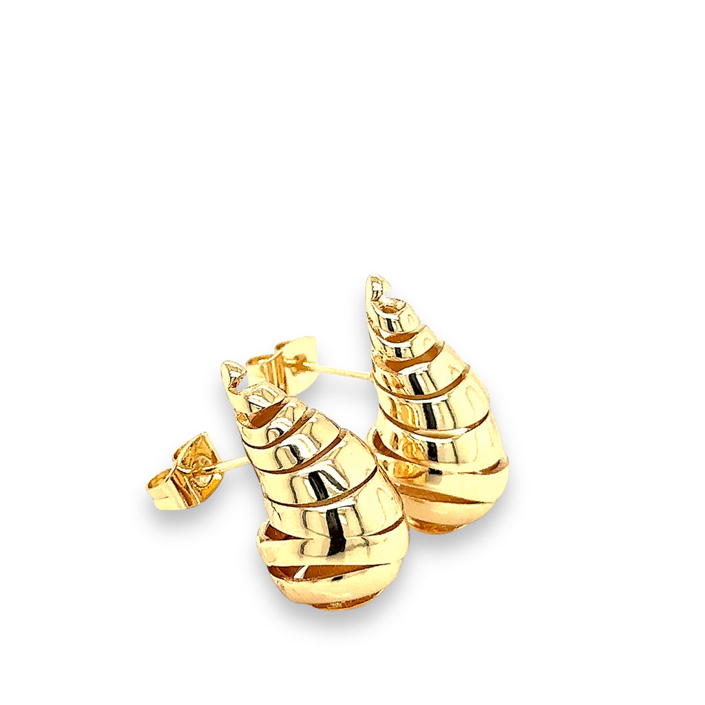 Gold-Plated Spiral Shell Stud Earrings image 1