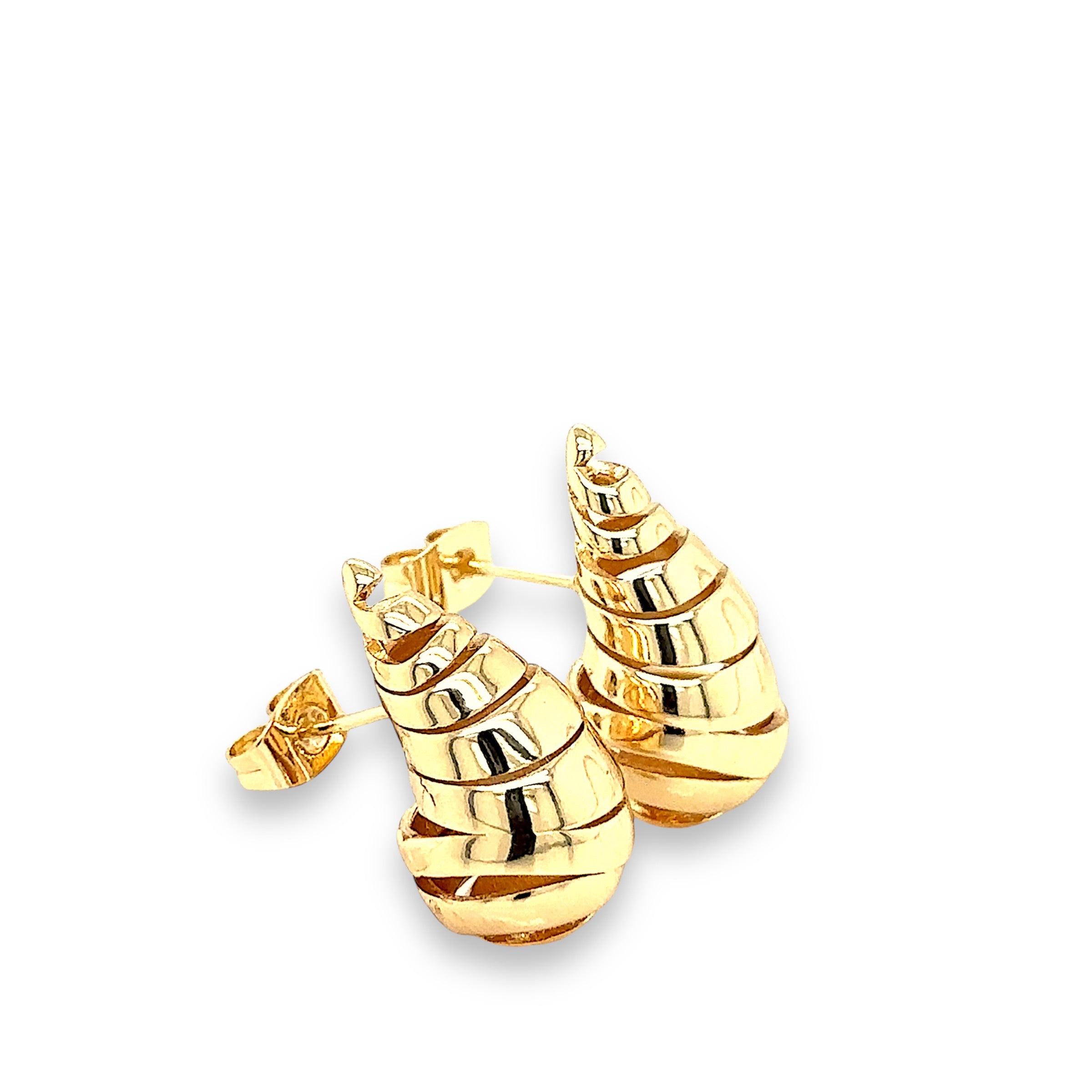 Gold-Plated Spiral Shell Stud Earrings image 1
