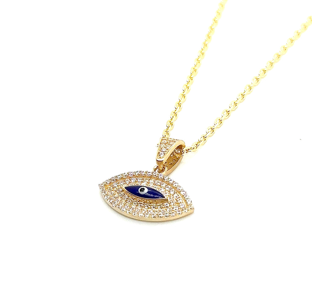 14K Real Gold Evil Eye Pendant image 1
