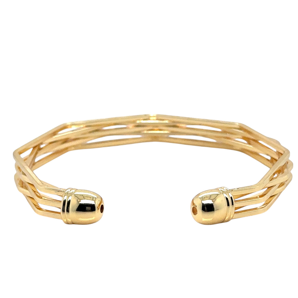 Set of Elegant Gold-Plated Multi-Tone Open Bangles, Wide Cuff Bracelet, Chunky image 2