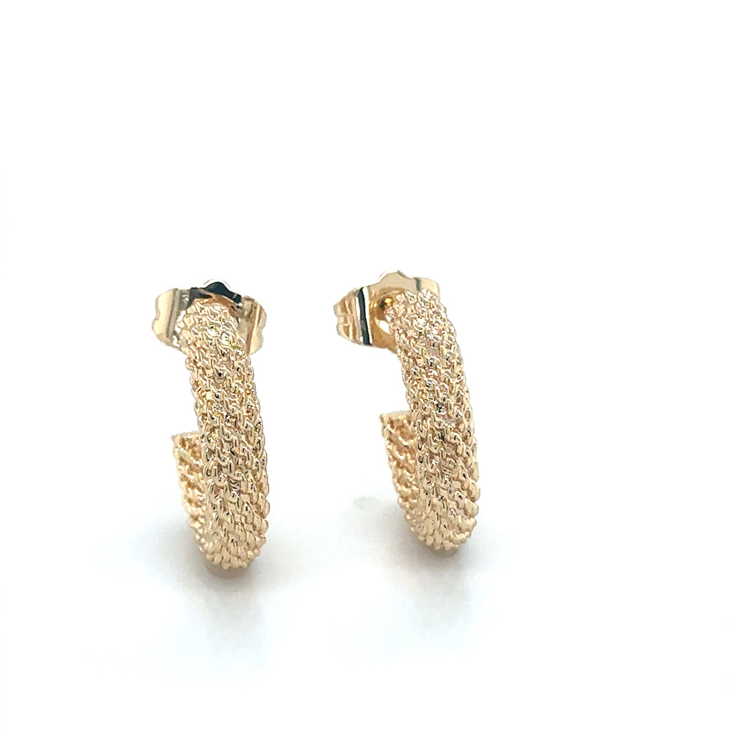 Elegant Textured Gold-Plated Hoop Earrings image 1