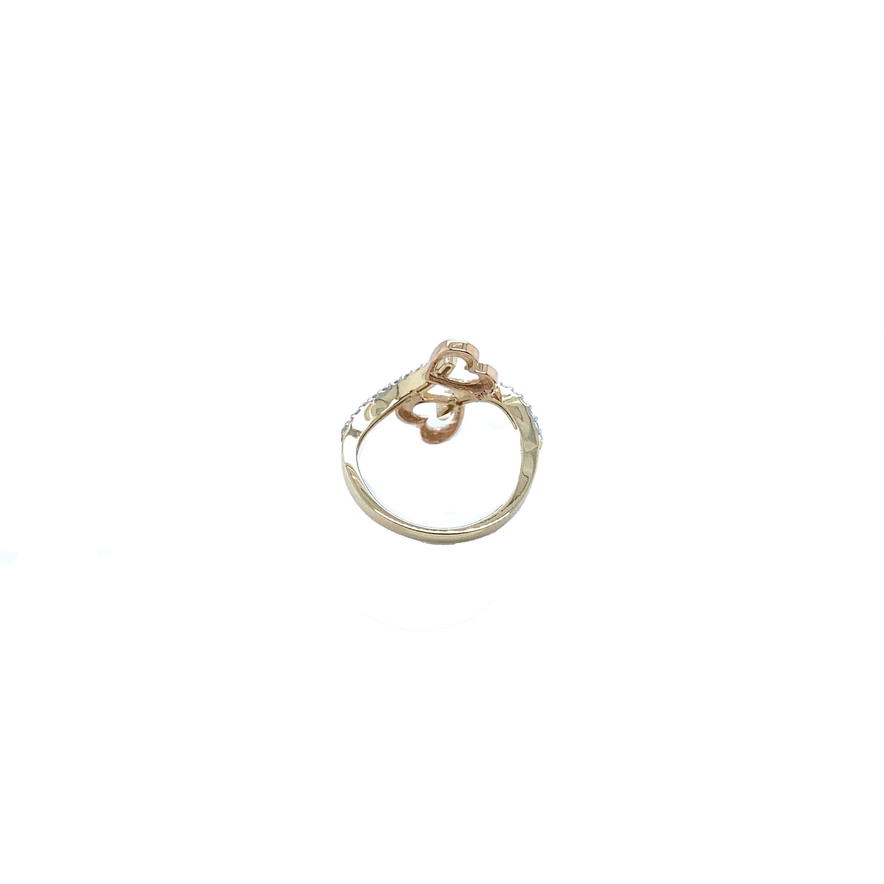 Two Hearts Women's Ring in 14K Real Gold image 1