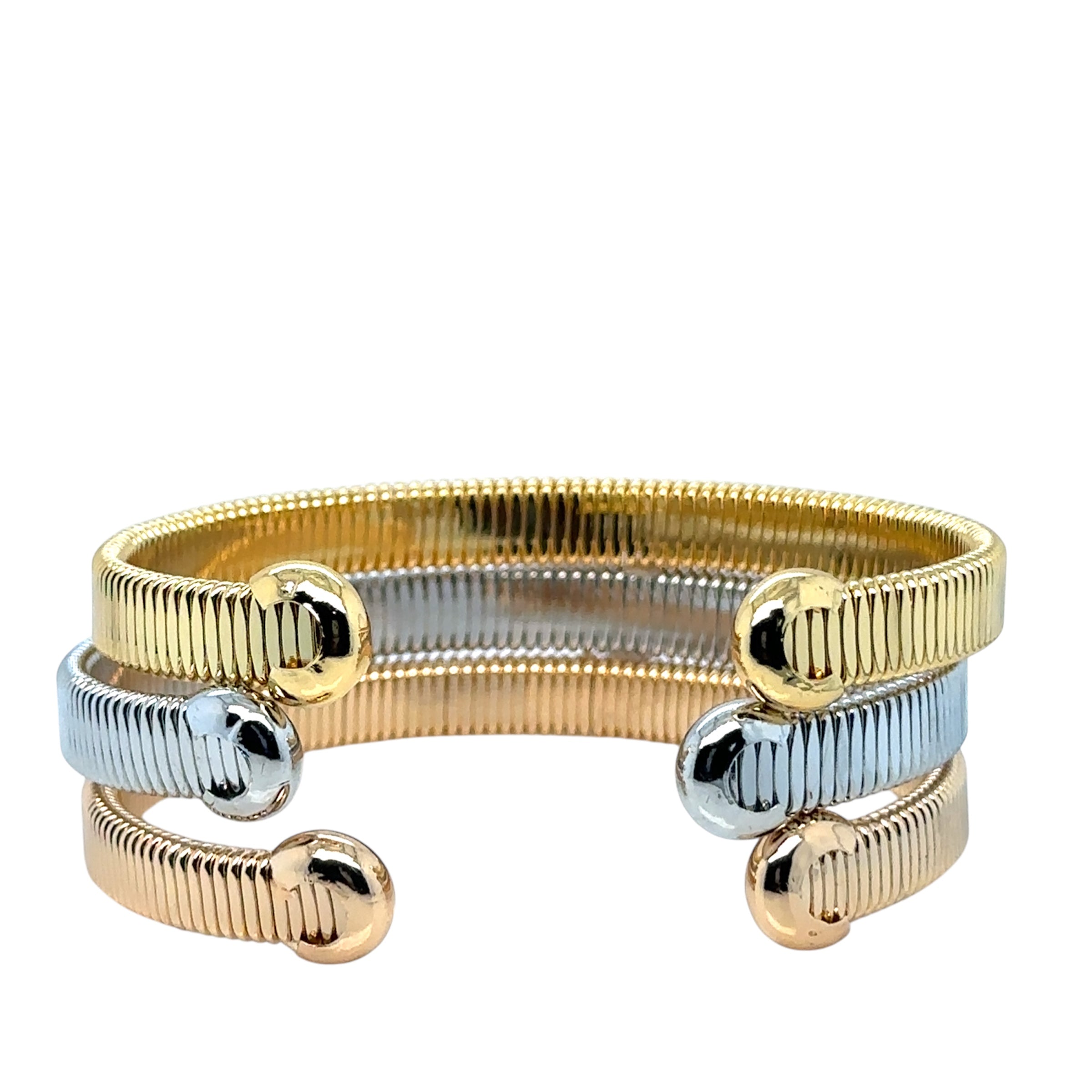 Stylish Gold-Plated Bangle Set with Textured Finish, Wide Cuff Bracelet image 4