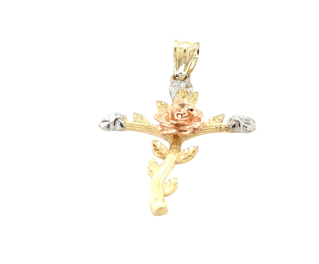 14K Real Gold Cross Pendant - Gold Crucifix Pendant - Unisex Crucifix Pe image 1