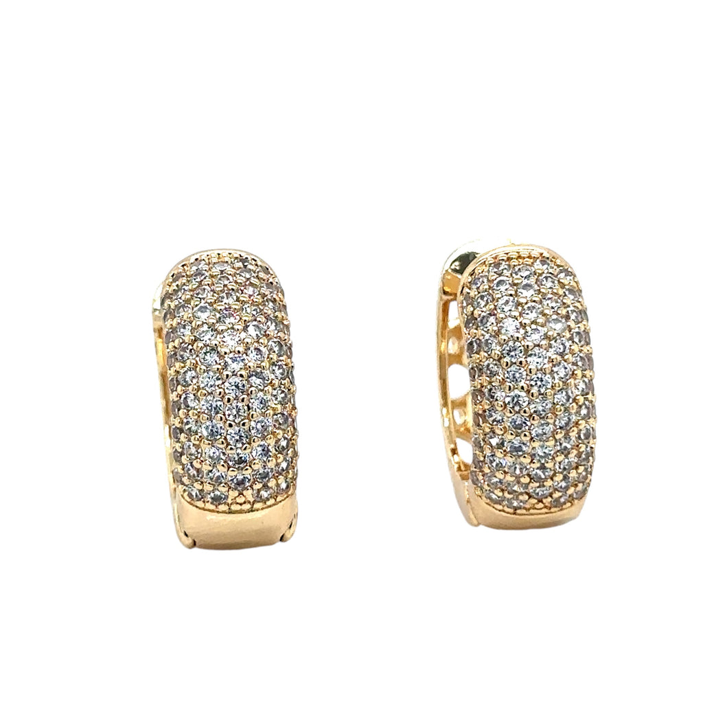 Gold-Plated Pave Crystal Hoop Earrings image 0