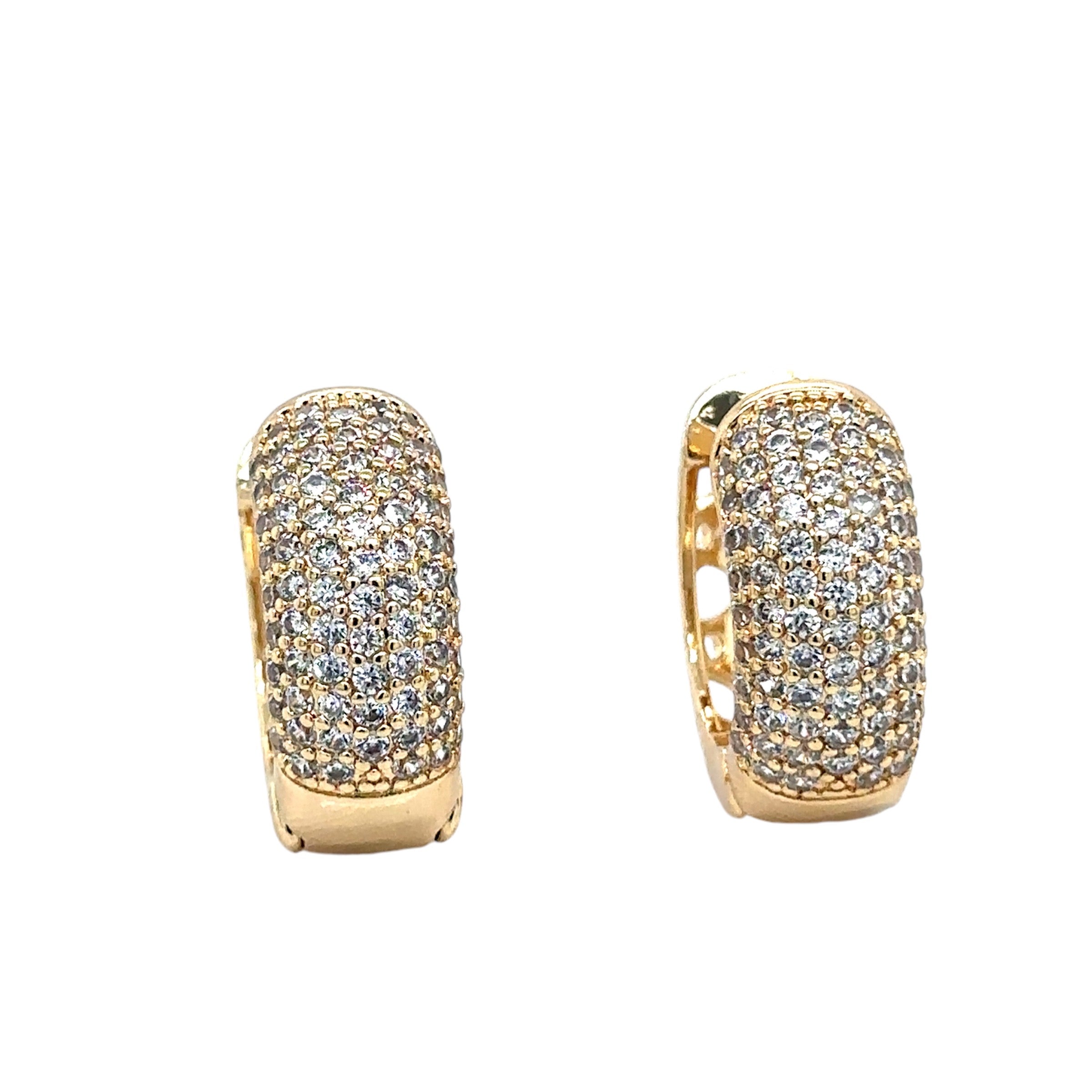 Gold-Plated Pave Crystal Hoop Earrings image 0