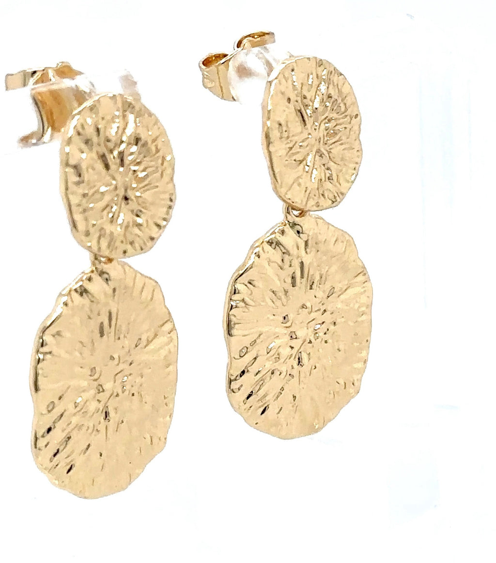 Textured Gold-Plated Disc Dangle Earrings image 5