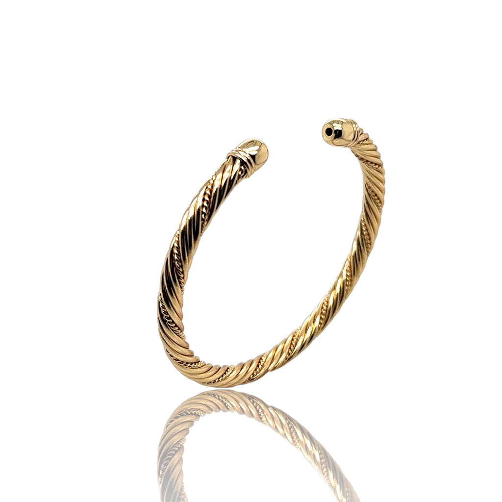 Twisted Gold-Plated Open Bangle Bracelet image 1