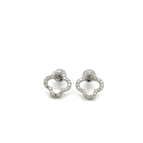 14k Gold 0,26Ct  Diamond Earrings, Real Diamond Earrings,Clover image 0