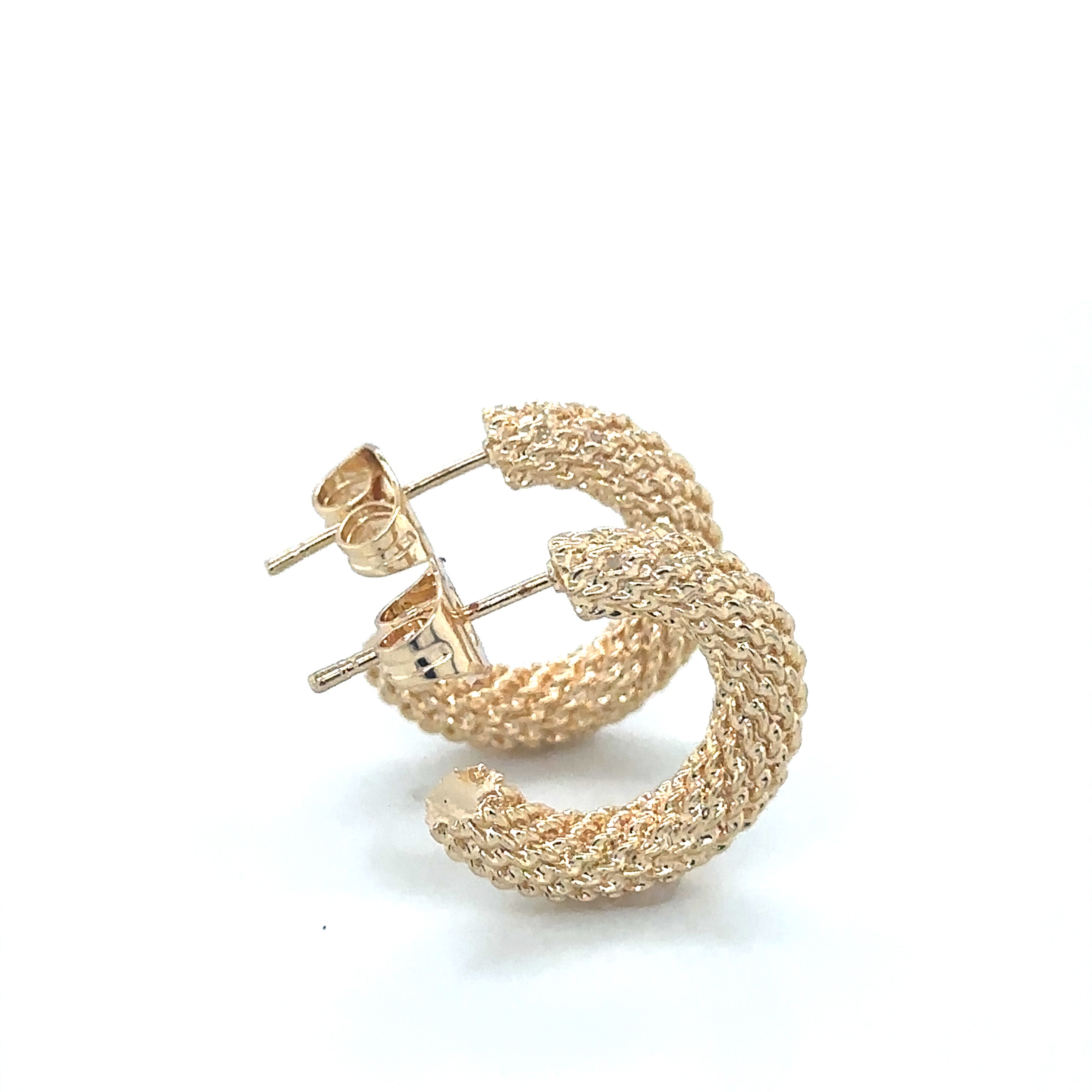 Elegant Textured Gold-Plated Hoop Earrings image 3