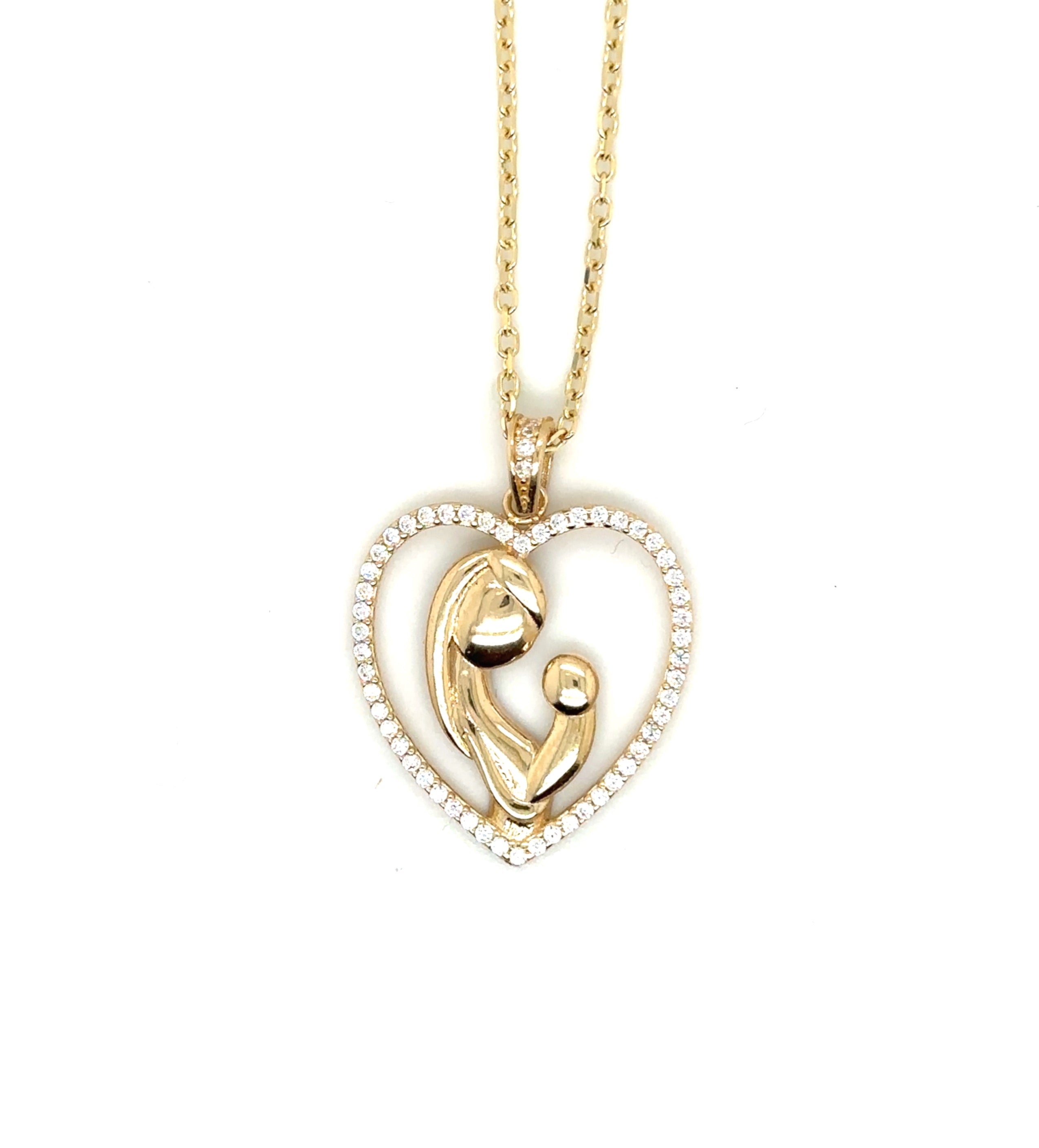 14K Real Gold Mom And Baby Pendant image 1