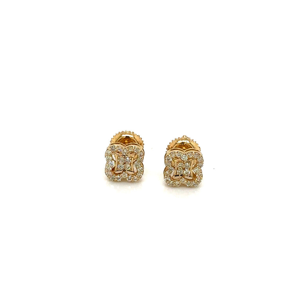 14k Gold 0,37Ct Diamond Earrings, Real Diamond Earrings, 14K Solid Gold Floral image 0
