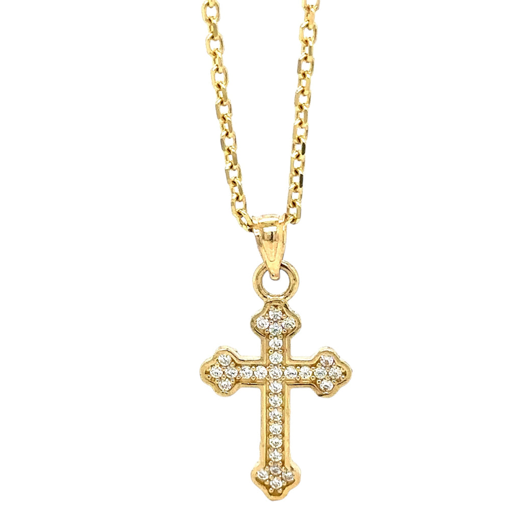 14K Solid Gold Cross Pendant - Gold Crucifix Charm - Unisex Crucifix Charm - Ele image 0