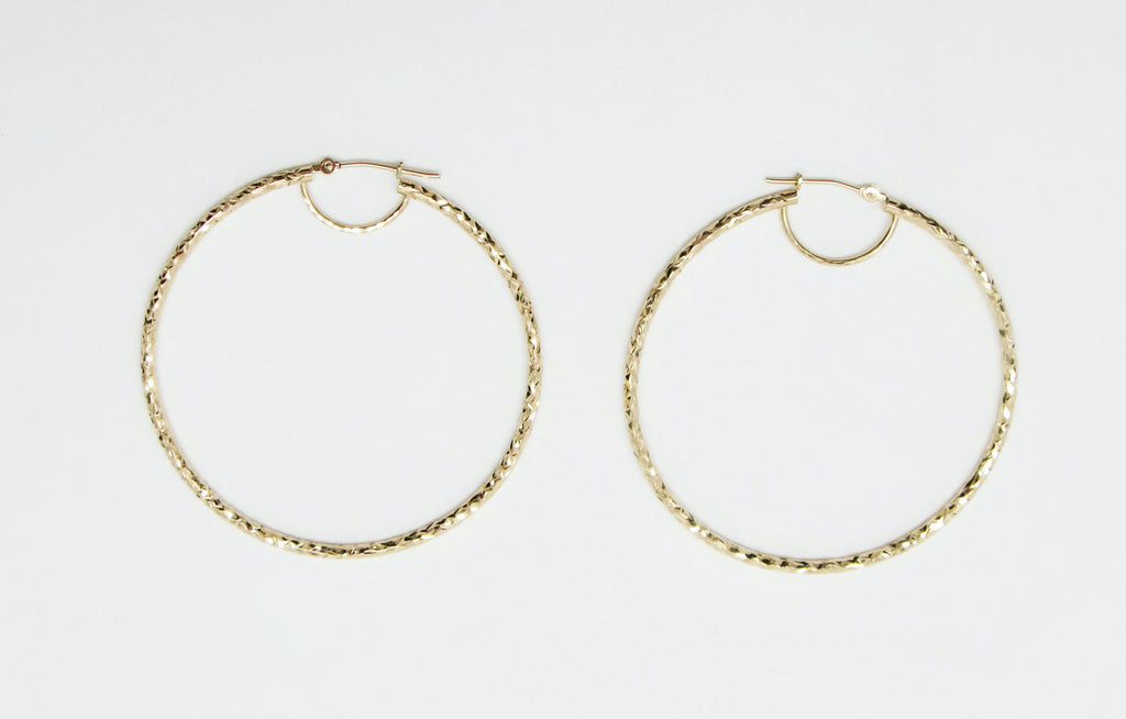 Diamond Cut Hoop Earring Real 10K Gold-Hollow image 1