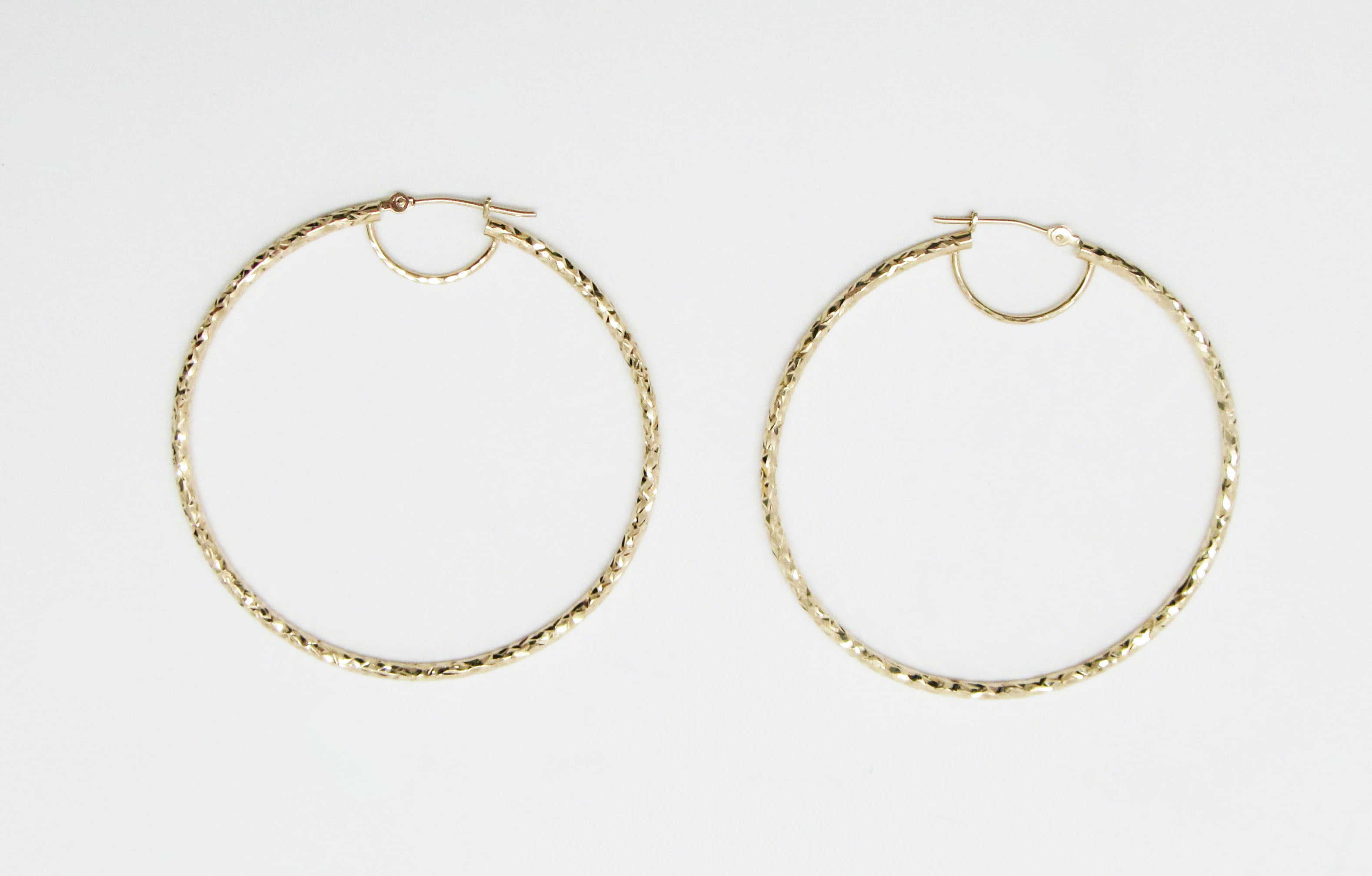 Diamond Cut Hoop Earring Real 10K Gold-Hollow image 1