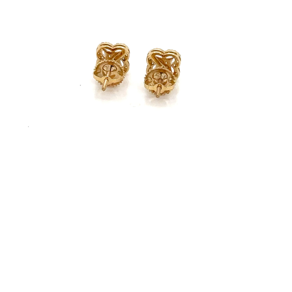 14k Gold 0,37Ct Diamond Earrings, Real Diamond Earrings, 14K Solid Gold Floral image 5