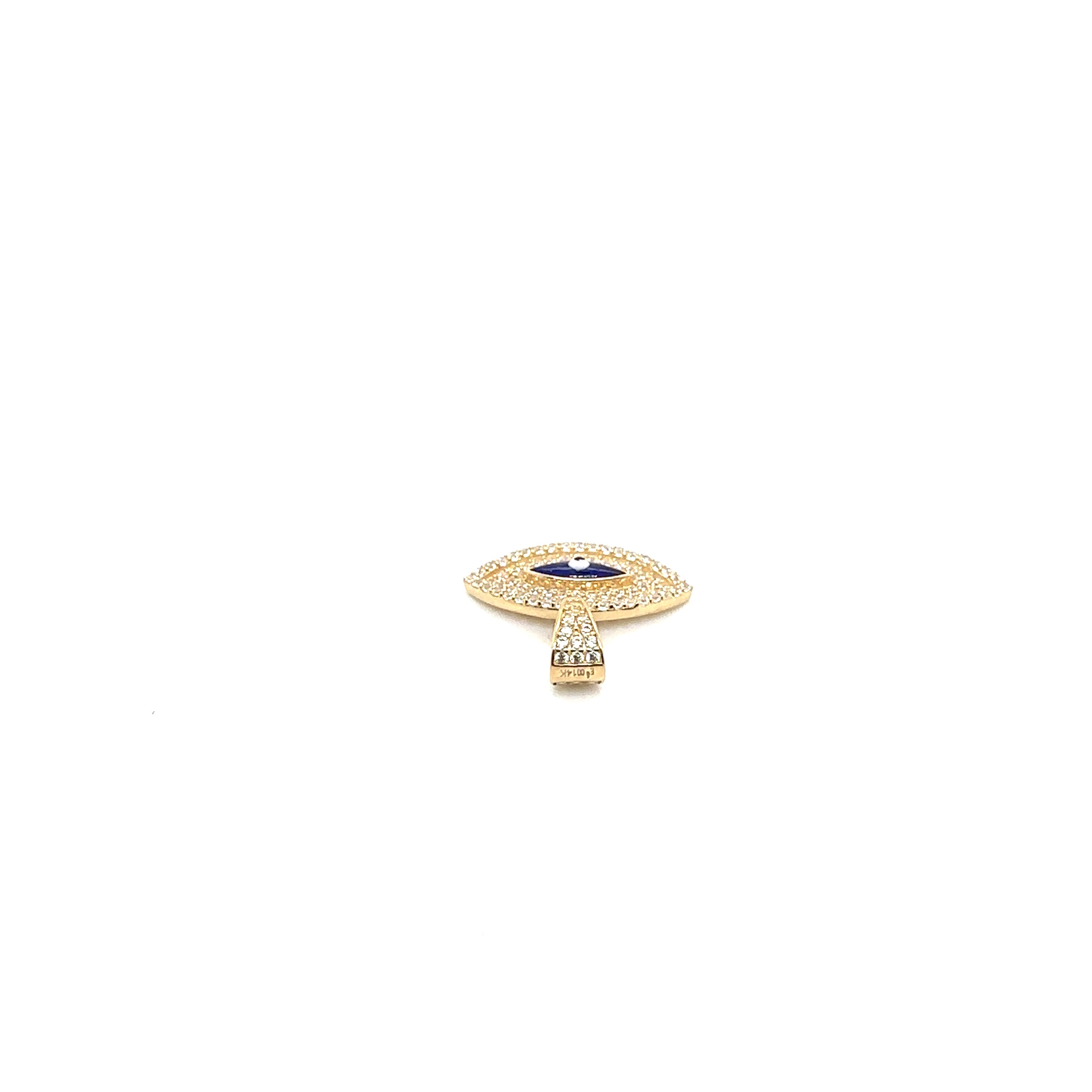 14K Real Gold Evil Eye Pendant image 2