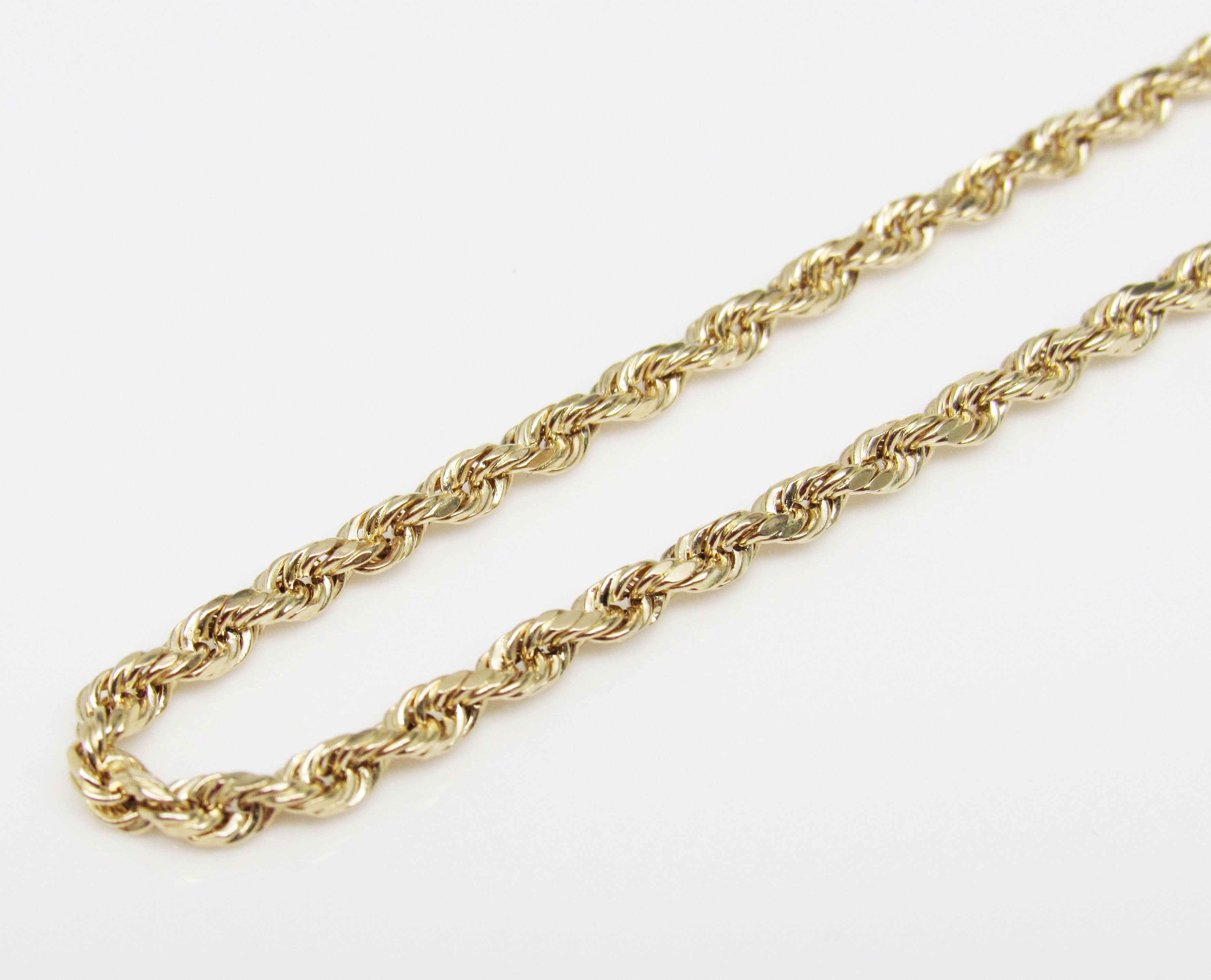 Rope Chain Necklace Real 14K Yellow Gold All Sizes -Hollow image 0