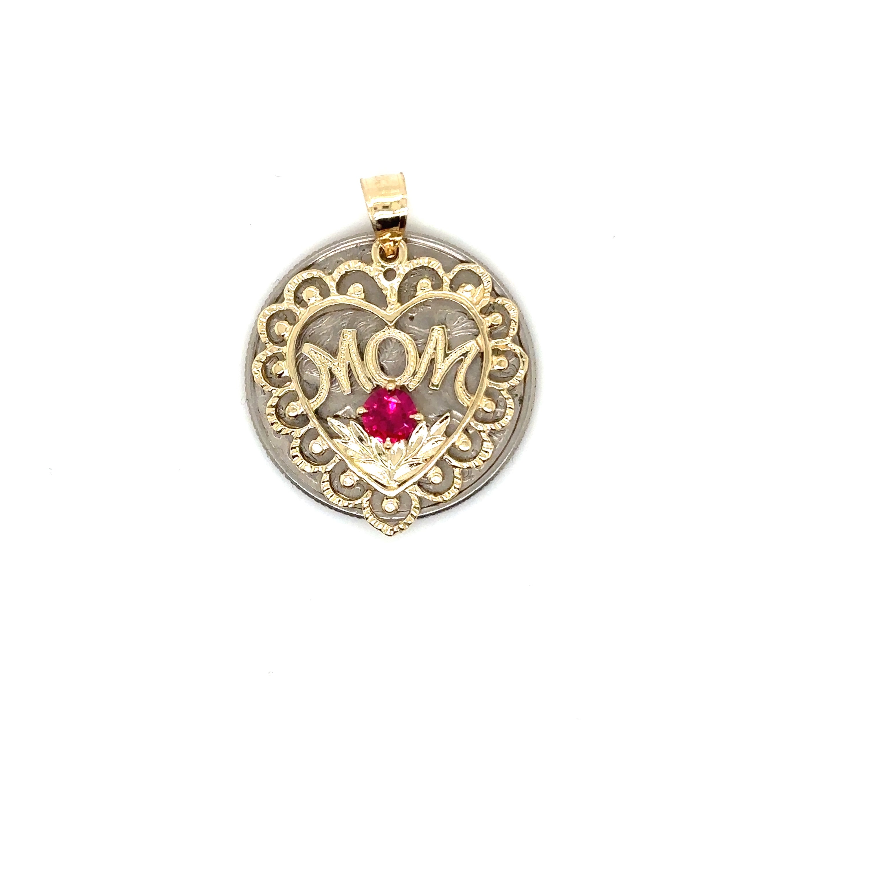 14K Real Gold Heart Shape Mother Pendant image 4