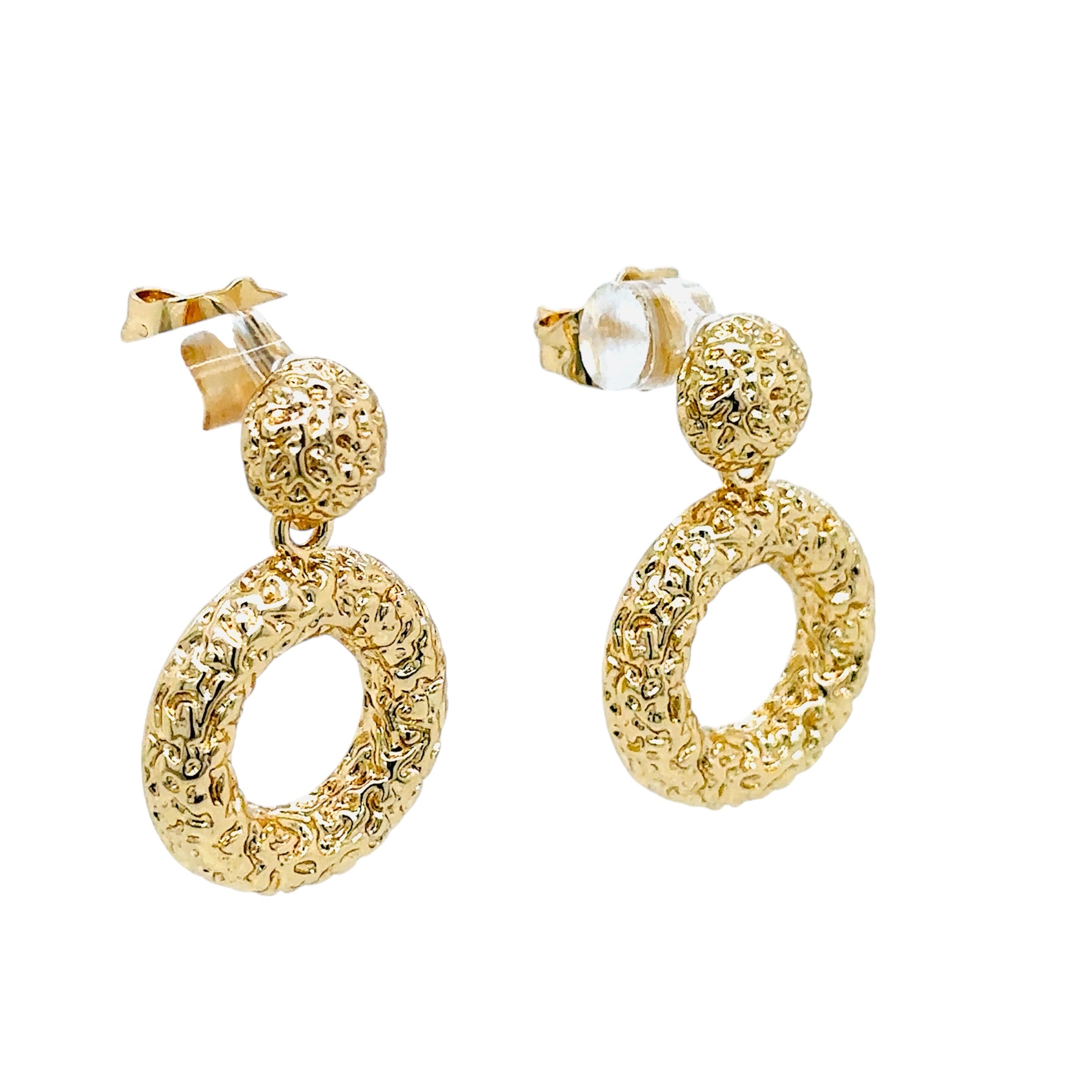 Textured Gold-Plated Drop Earrings  Make a bold statement with these unique text image 2