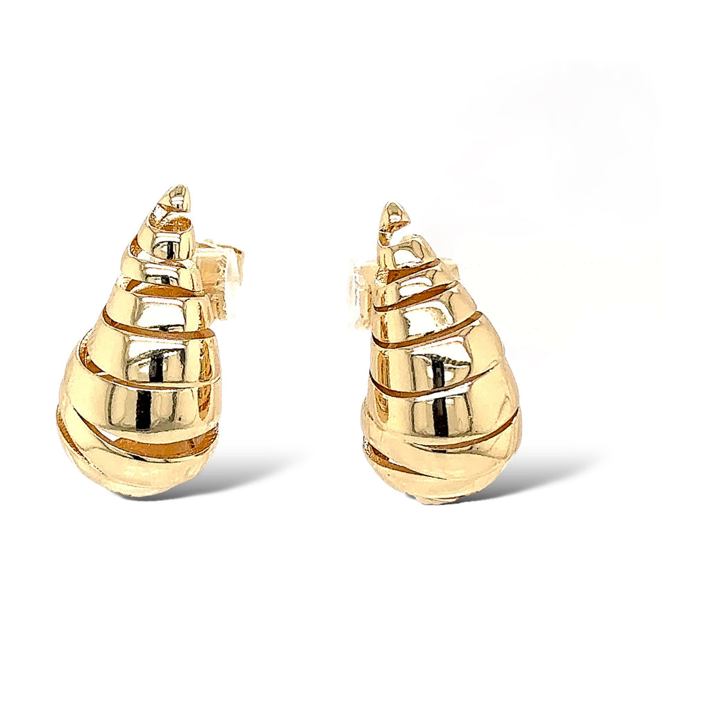 Gold-Plated Spiral Shell Stud Earrings image 2