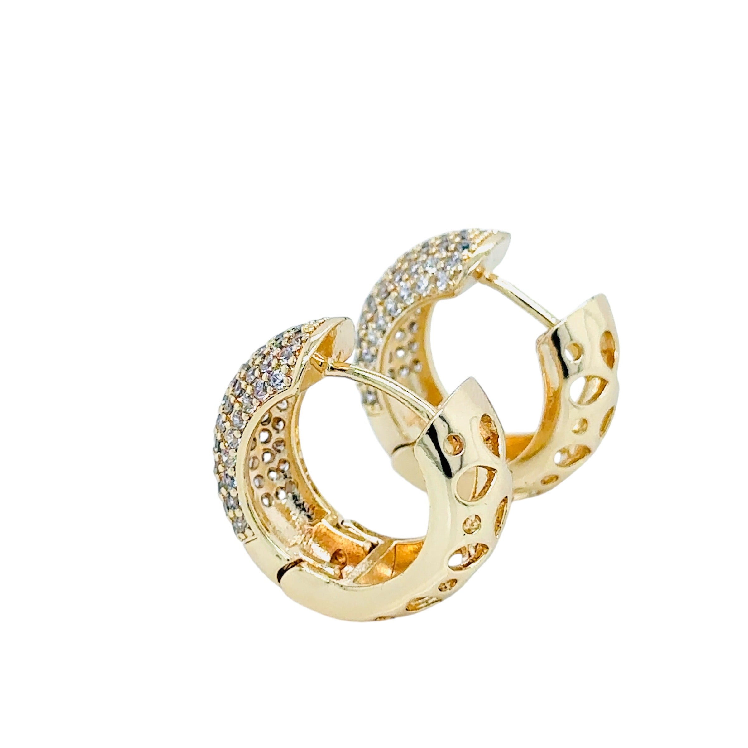 Gold-Plated Pave Crystal Hoop Earrings image 3