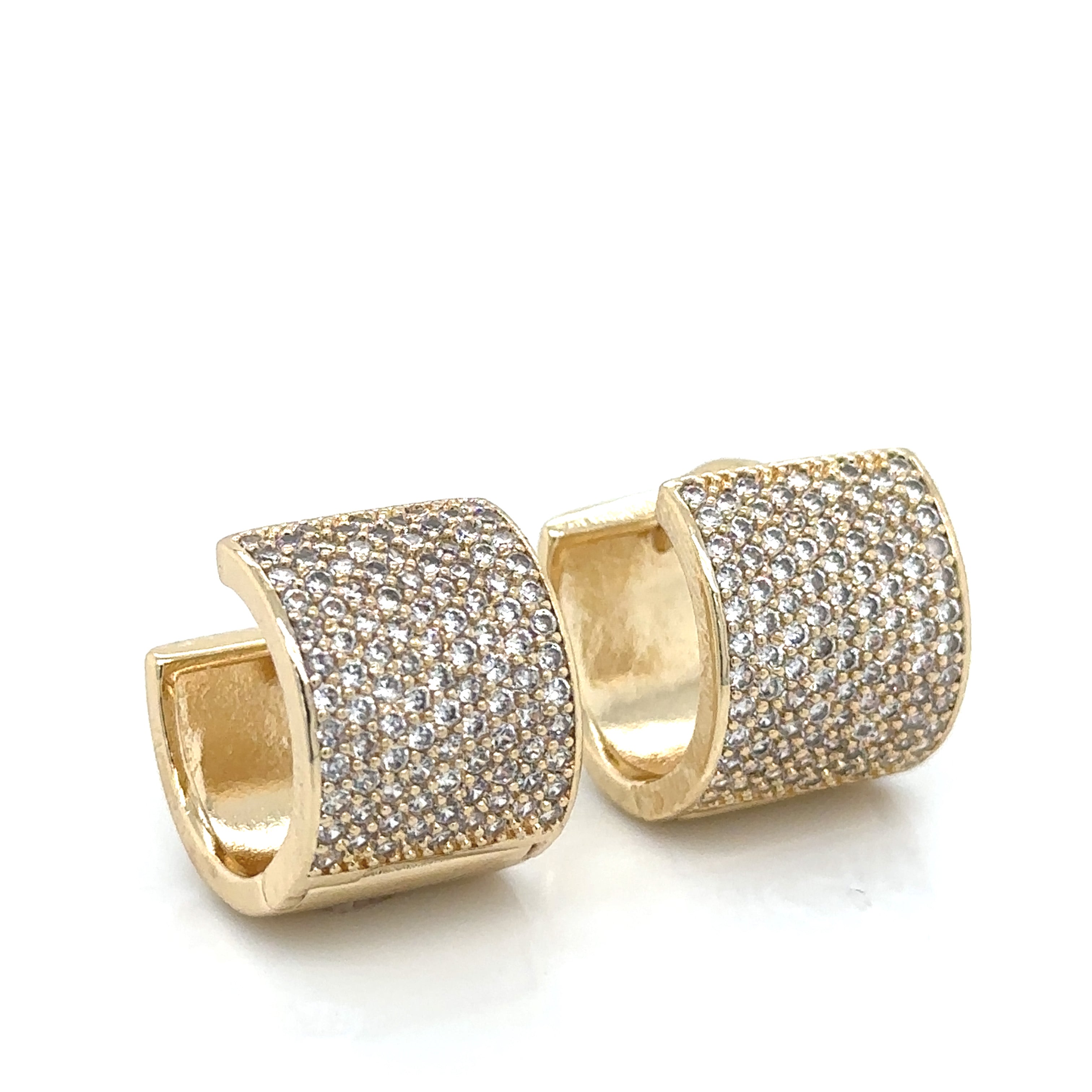Sparkling Gold-Plated Huggie Earrings with Micro-Pavé Crystals image 1