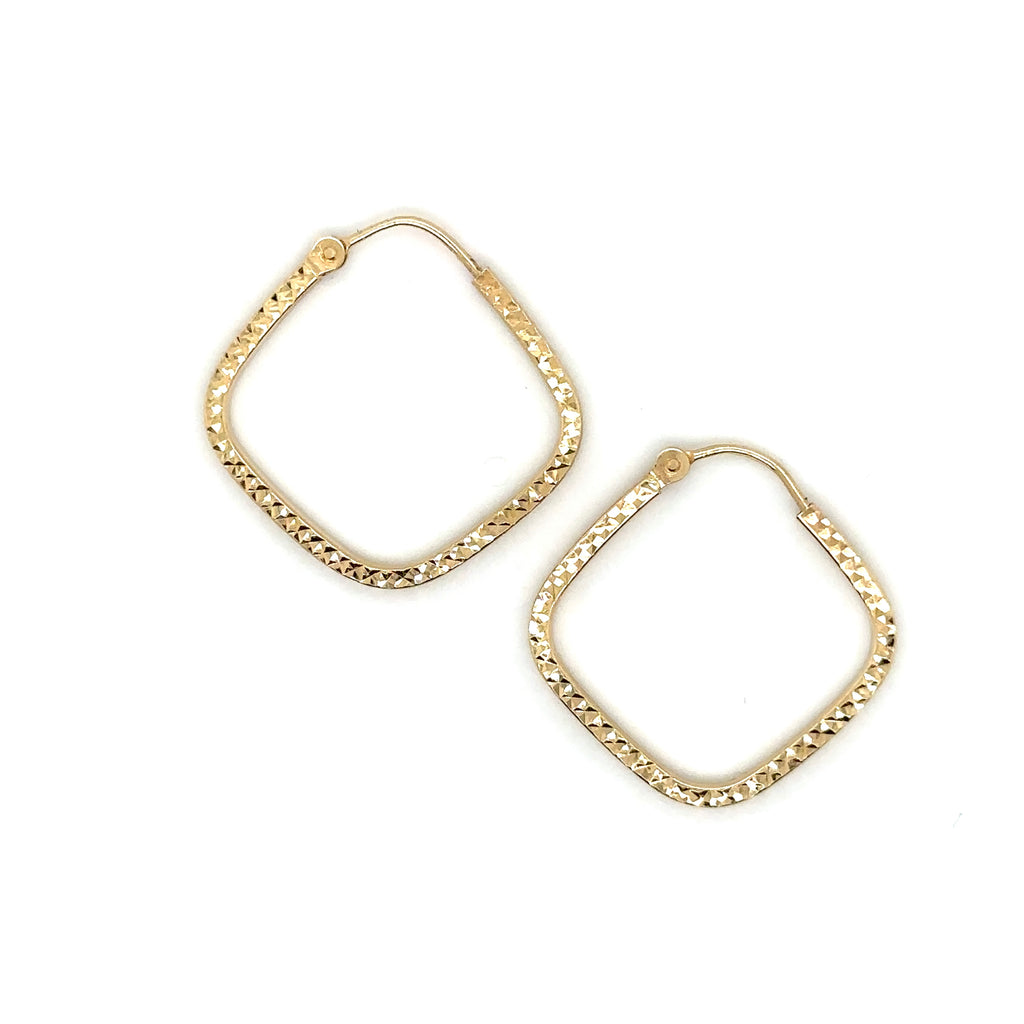14K Real Gold Diamond Cut Geometric Earrings image 0