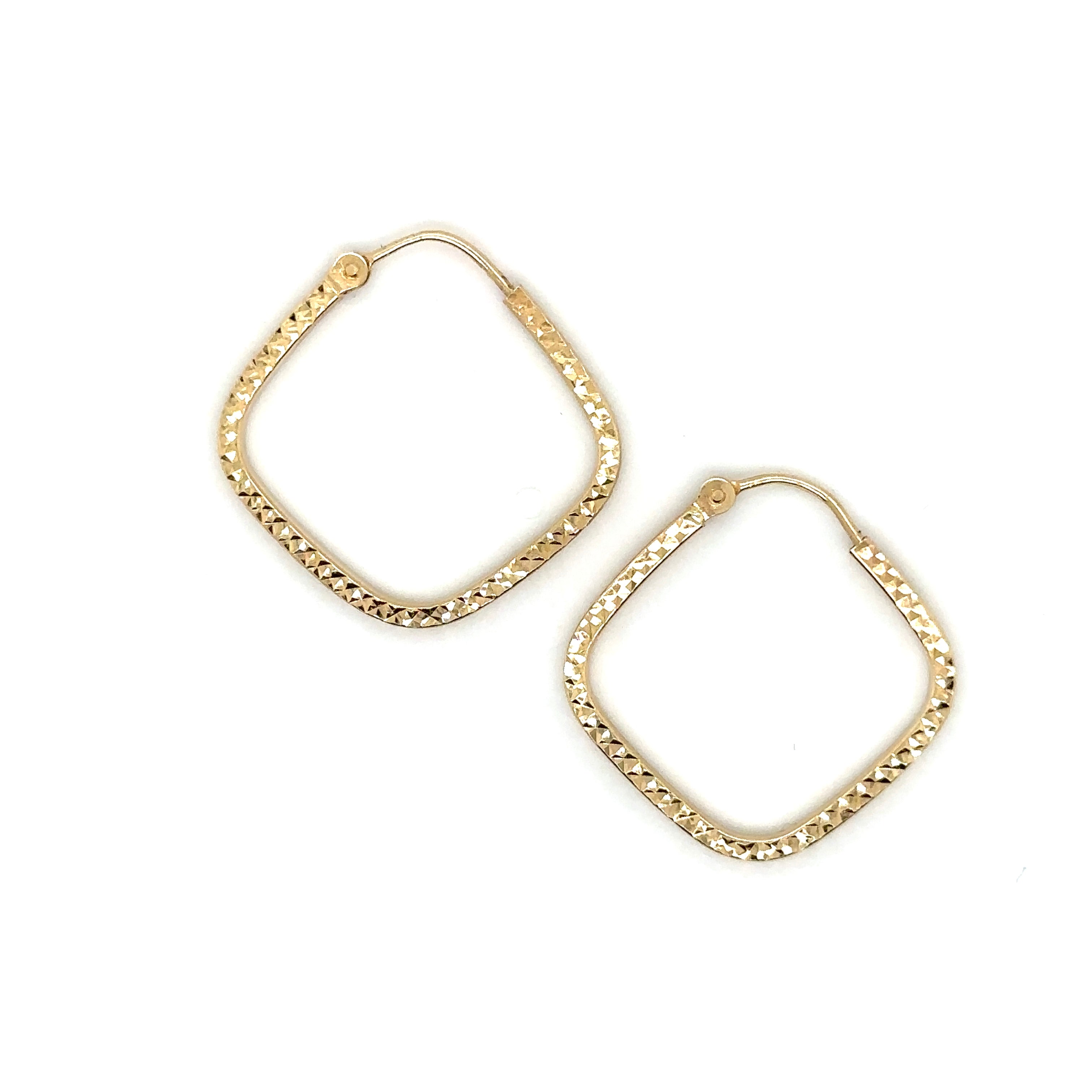 14K Real Gold Diamond Cut Geometric Earrings image 0