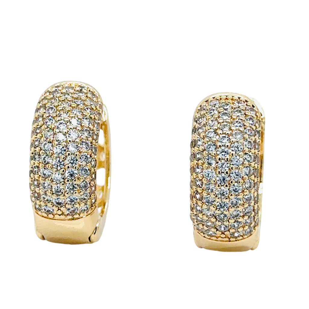 Gold-Plated Pave Crystal Hoop Earrings image 2