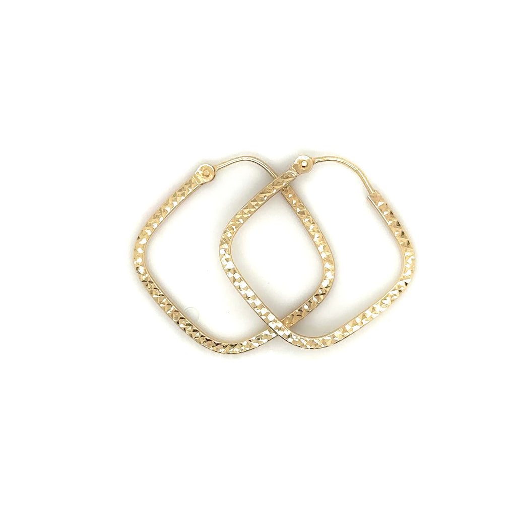 14K Real Gold Diamond Cut Geometric Earrings image 3