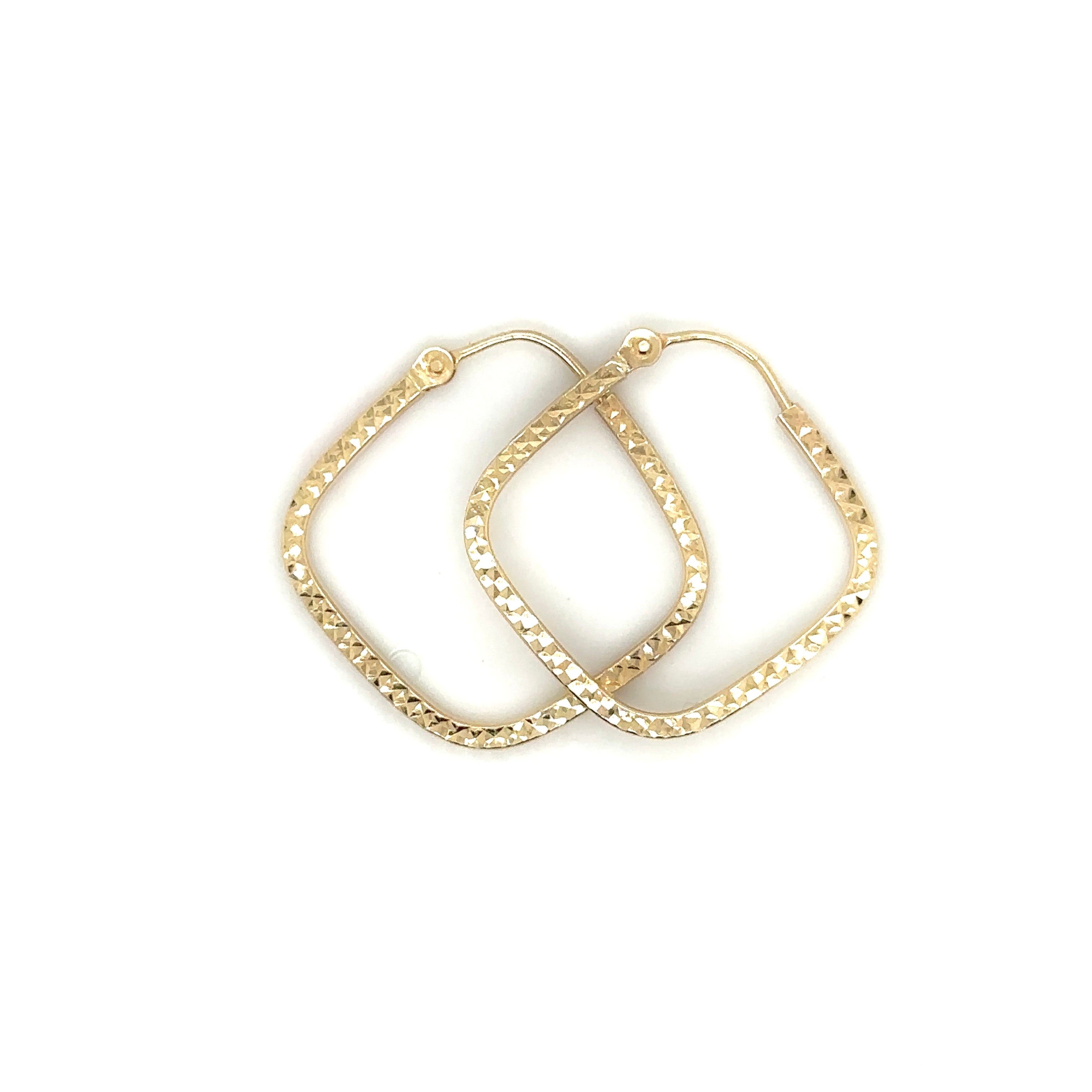 14K Real Gold Diamond Cut Geometric Earrings image 3