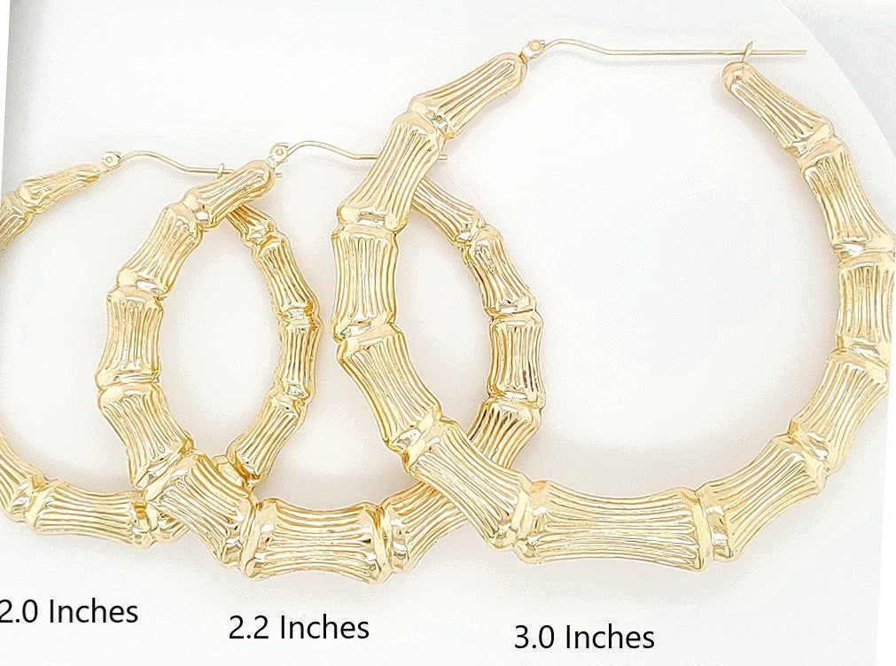 Bamboo Hoop Earring in Yellow Gold image 4