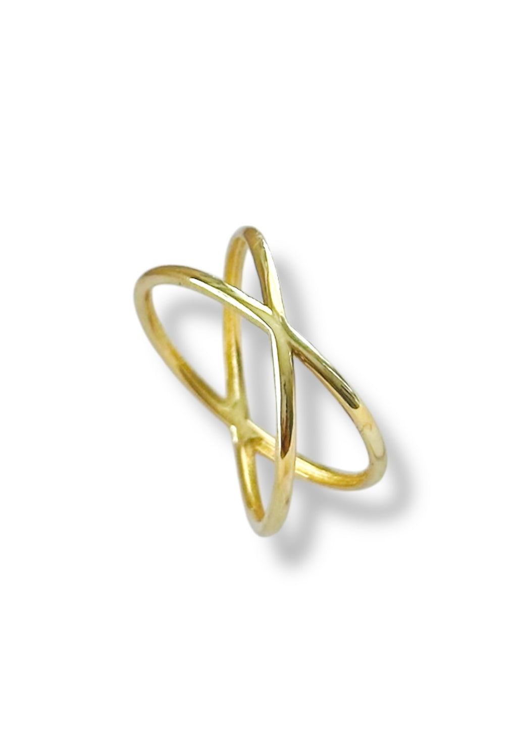 14K Solid Gold X Ring – Minimalist Crossover Band, Dainty Criss Cross Ring, Ever image 0