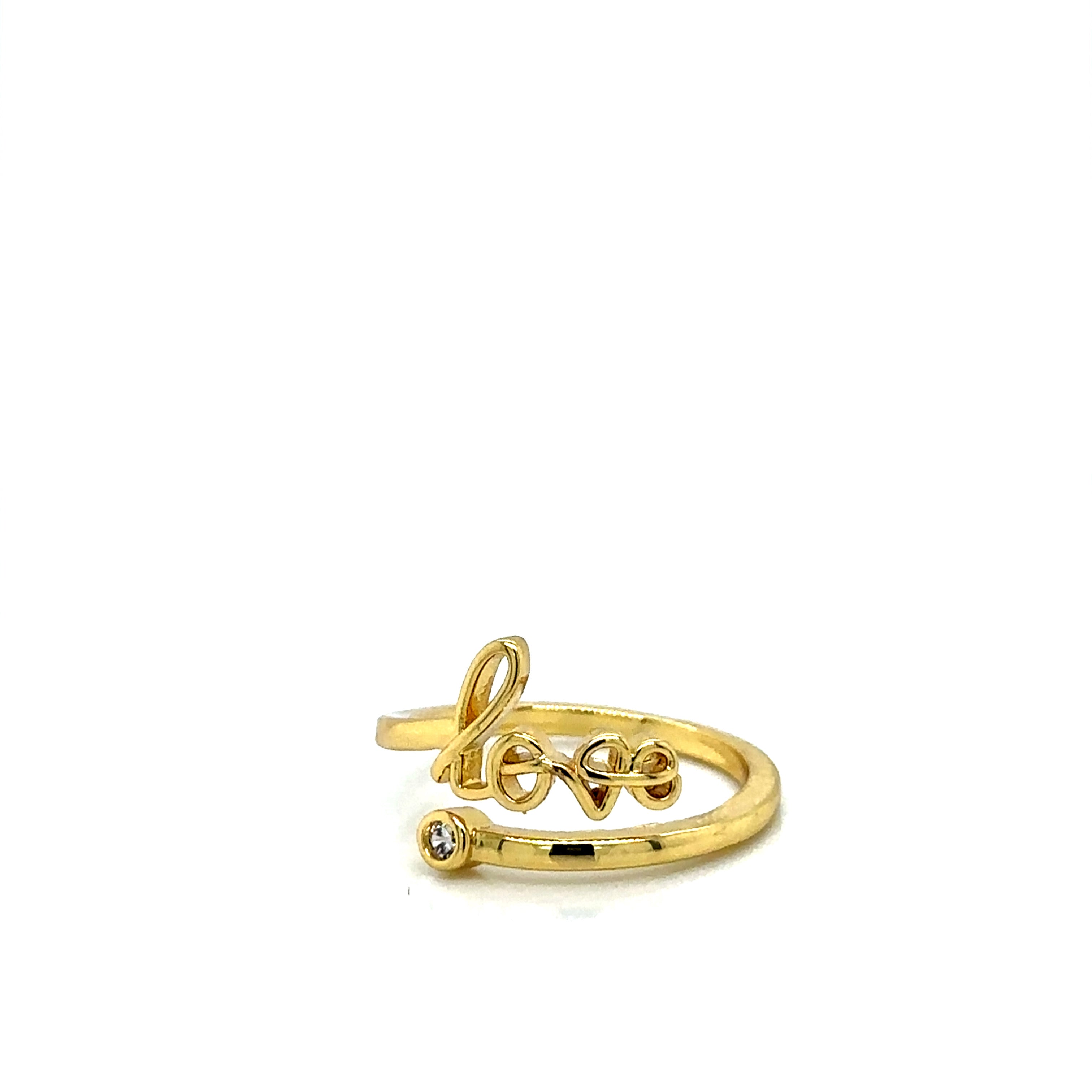Gold-Plated "Love" Script Ring with Crystal Accent image 5
