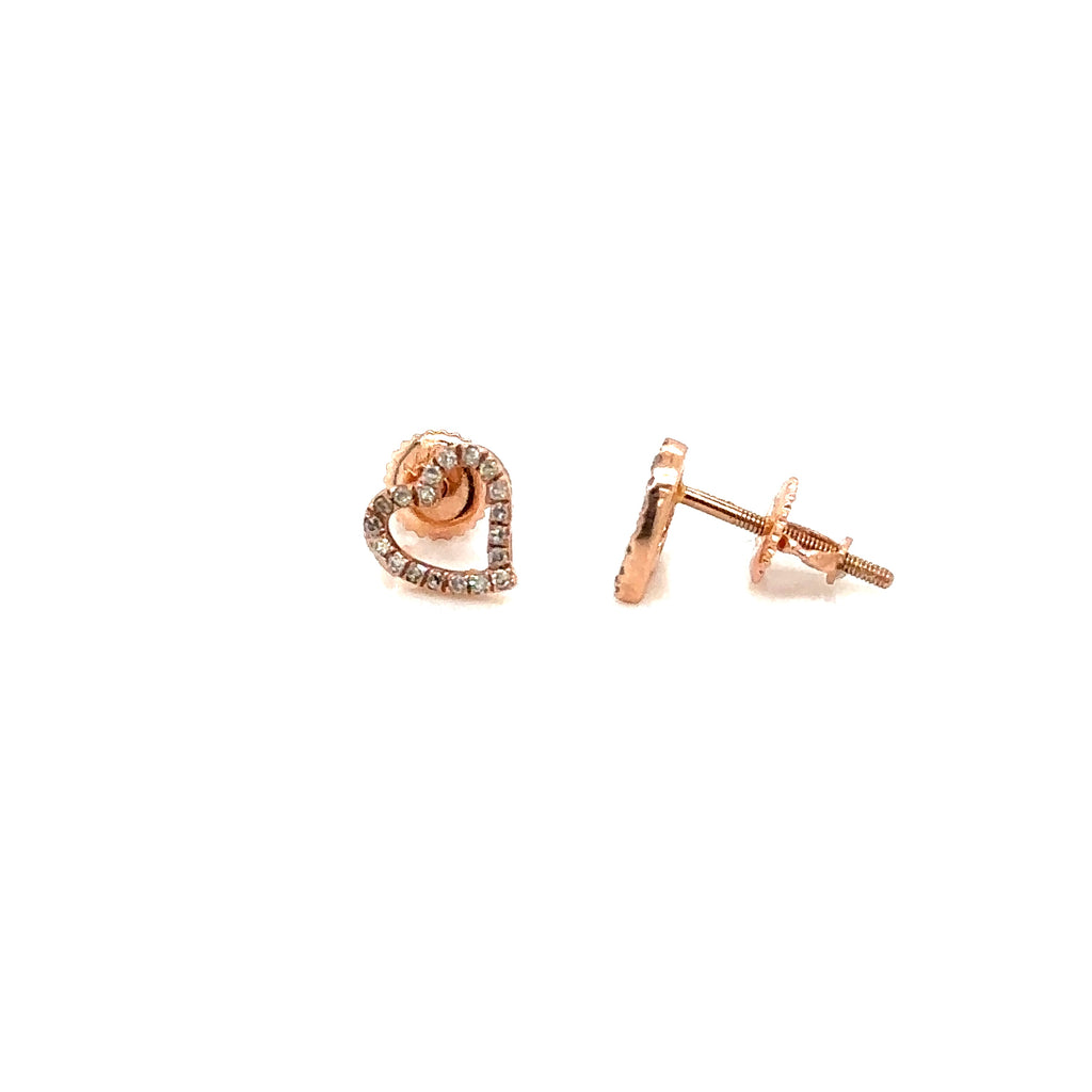 14k Gold 0,12Ct Diamond Earrings, Real Diamond Earrings,14K Solid Gold Heart Ear image 5